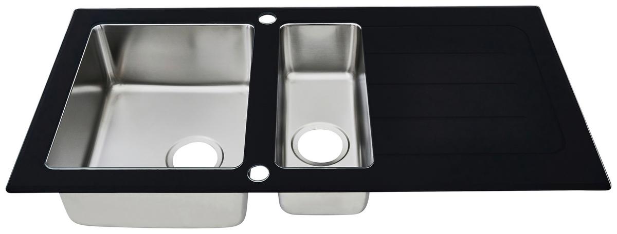 Glasspüle Newyork ca. 100x21x50 cm Schwarz - Schwarz, Trend, Glas/Metall (100/21/50cm) - Respekta