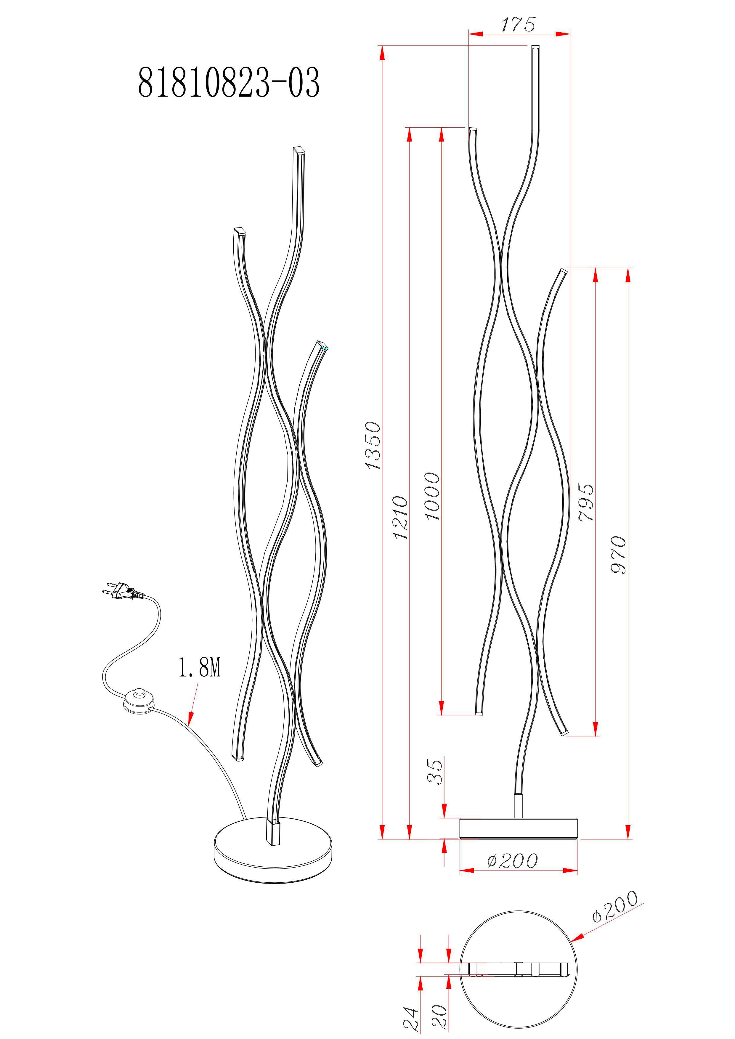 LED-GOLVLAMPA RELO - opal/svart, Modern, metall/plast (20/20/135cm) - Mömax