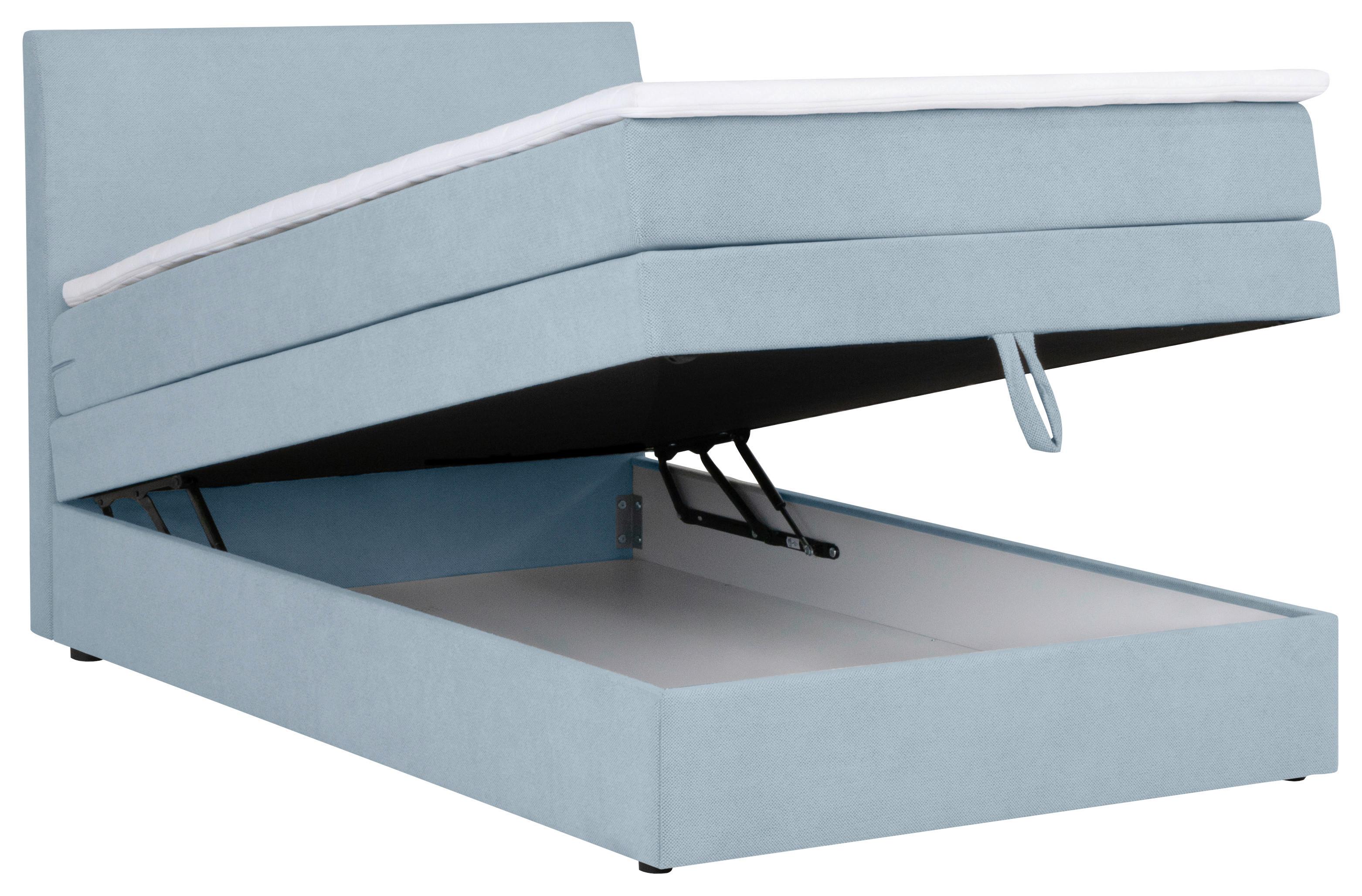 Boxspring Krevet Wickie - crna/svijetlo plava, Konvencionalno, drvo/tekstil (90/200cm) - Modern Living