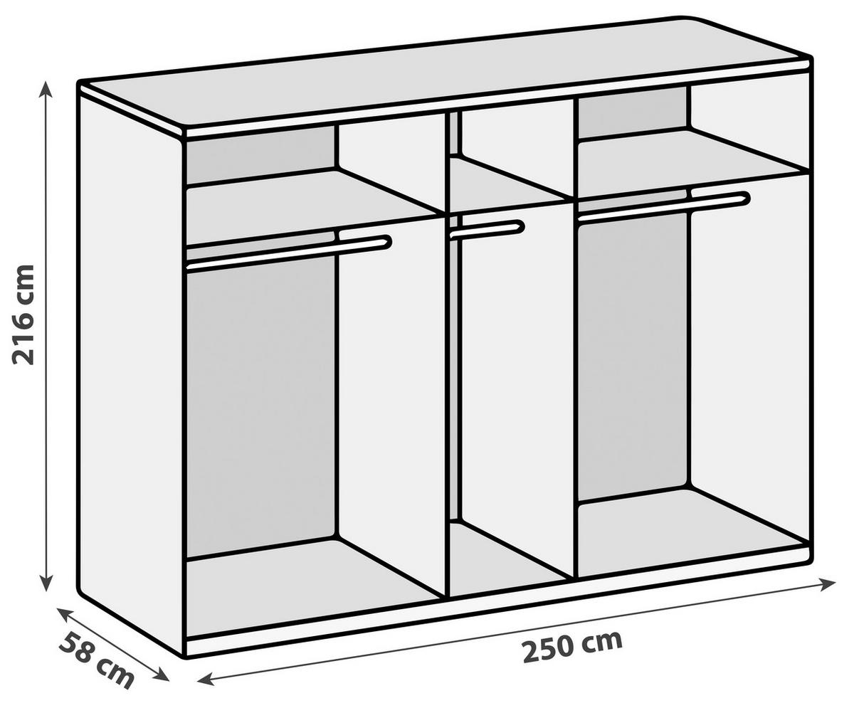 Ormar S Klasičnim Vratima Level 36 D - boje hrasta/bijela visoki sjaj, Moderno, drvni materijal (250/216/58cm) - Modern Living