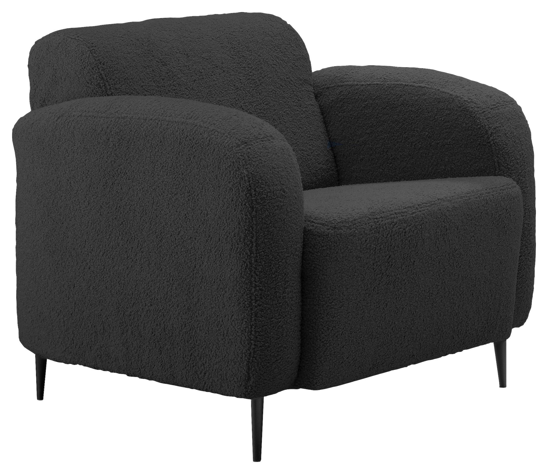 Sessel Marone Anthrazit Teddystoff - Anthrazit/Schwarz, MODERN, Textil/Metall (85/76/90cm) - Livetastic