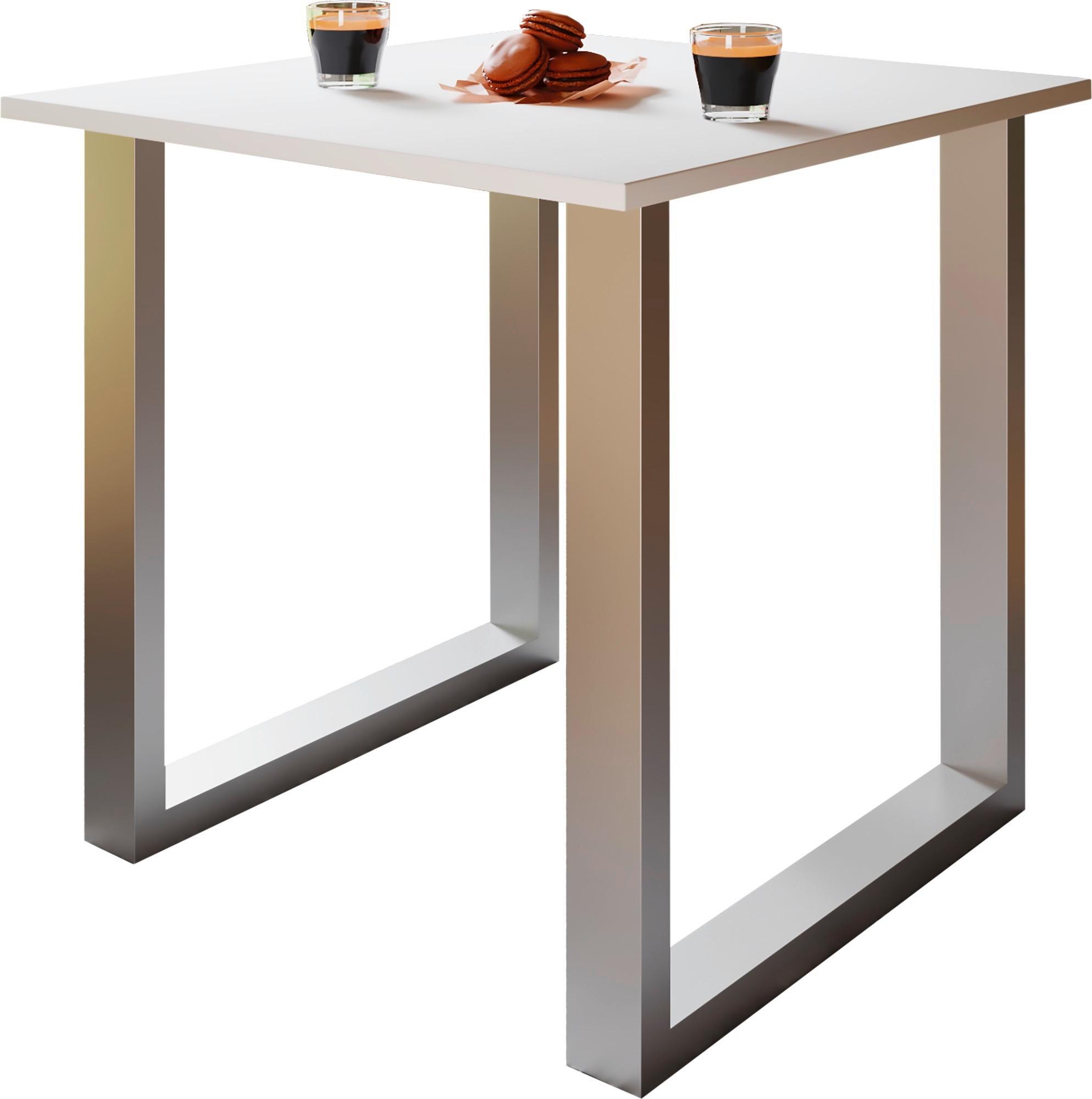 SCHREIBTISCH LONA - Weiss/Silberfarben, Design, Holzwerkstoff/Metall (80/76/50cm) - MID.YOU
