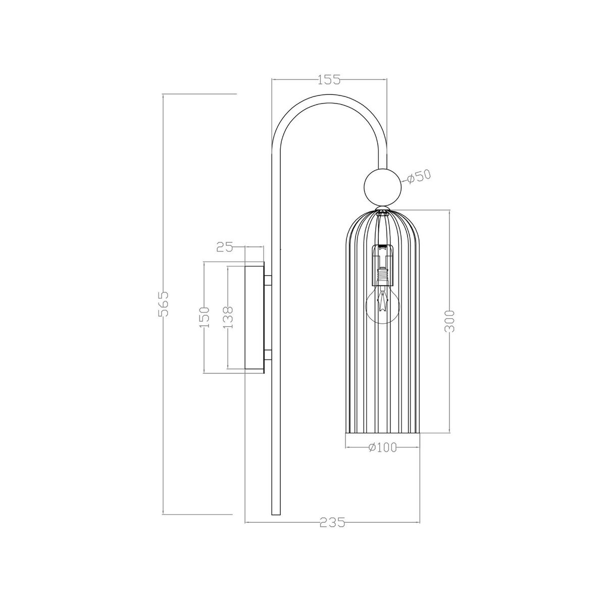 Wandleuchte Lp-939/1w_piega - Hellgrau, Basics, Glas (23.5/10/56.5cm)