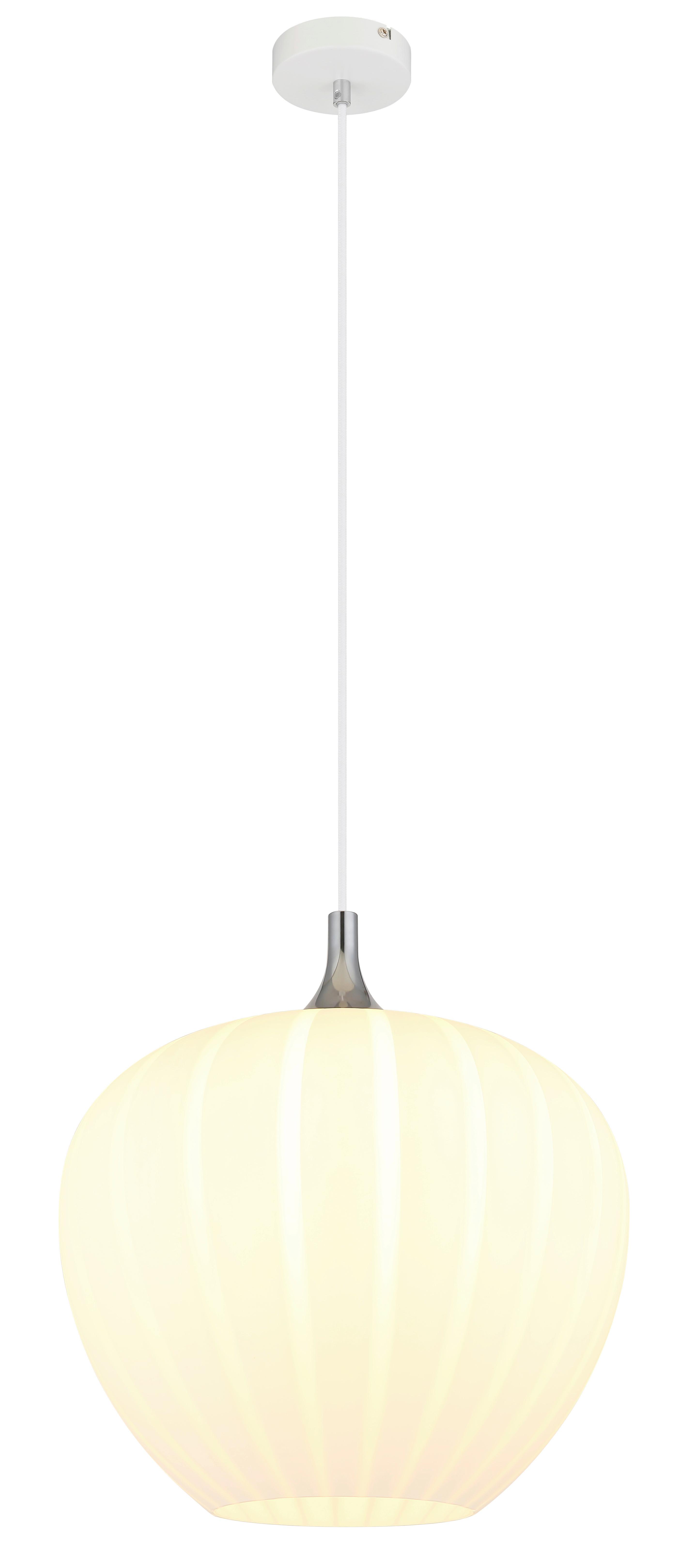 Hängeleuchte Maxy Weiß/Chromfarben max. 60 Watt - Chromfarben/Weiß, KONVENTIONELL, Glas/Metall (40/120cm) - Globo