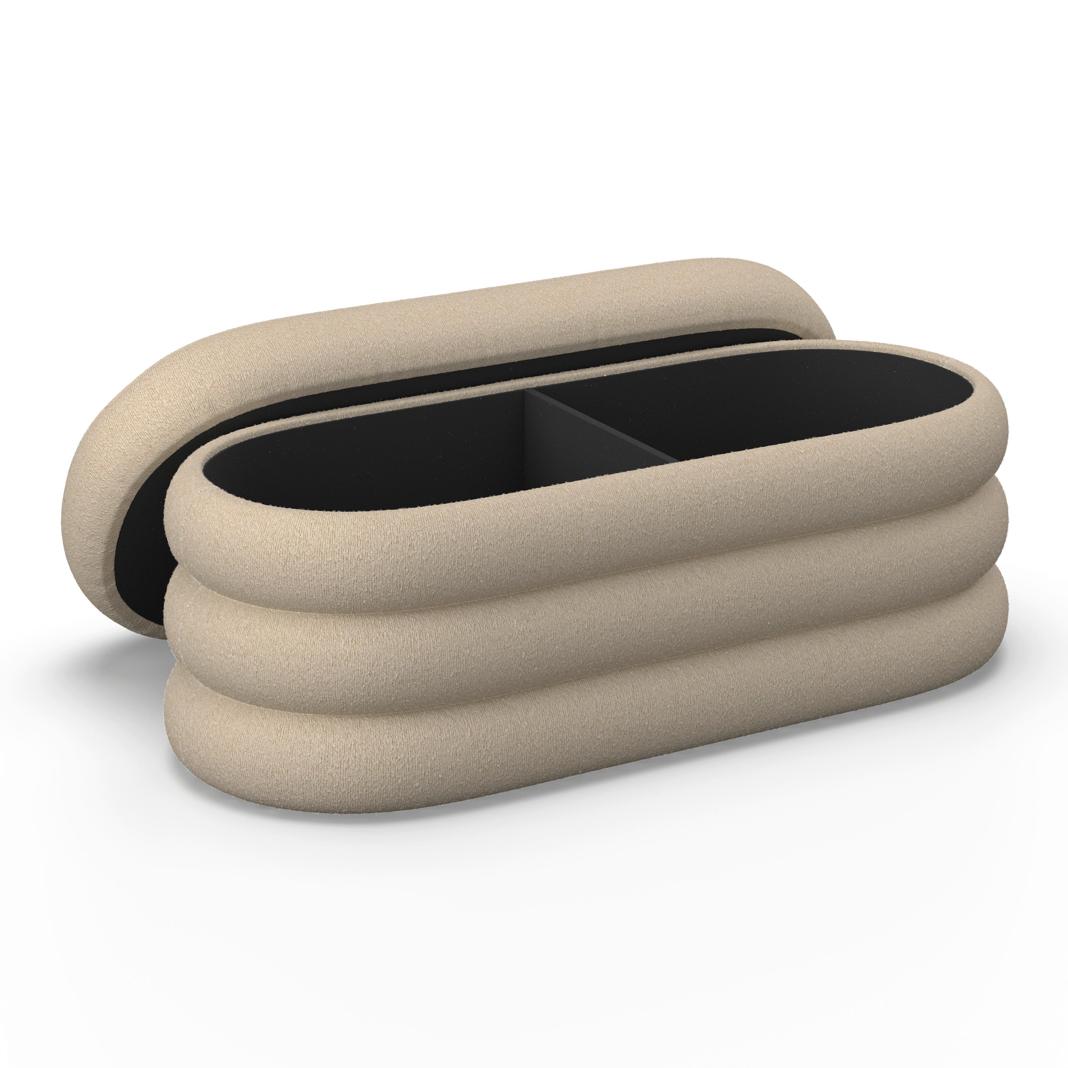 BÄNK LORENA - beige, Modern, trä/textil (110/47/45cm) - Bessagi Home