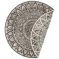 Flachwebeteppich Lilja Creme/Schwarz Ø ca. 100cm - Creme/Schwarz, Design, Kunststoff (100cm) - Hanse Home