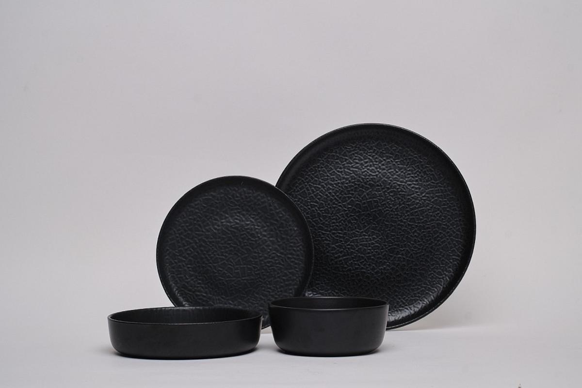 SERWIS OBIADOWO-ŚNIADANIOWY 37005 - czarny, Trend, ceramika - Novel