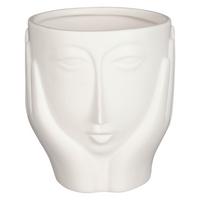 Kaspó Face - fehér, Modern, kerámia (13/14,5cm)