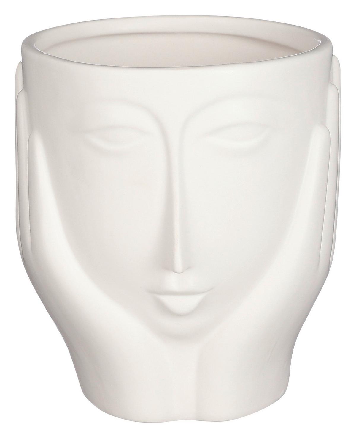 Kaspó Face - fehér, Modern, kerámia (13/14,5cm)