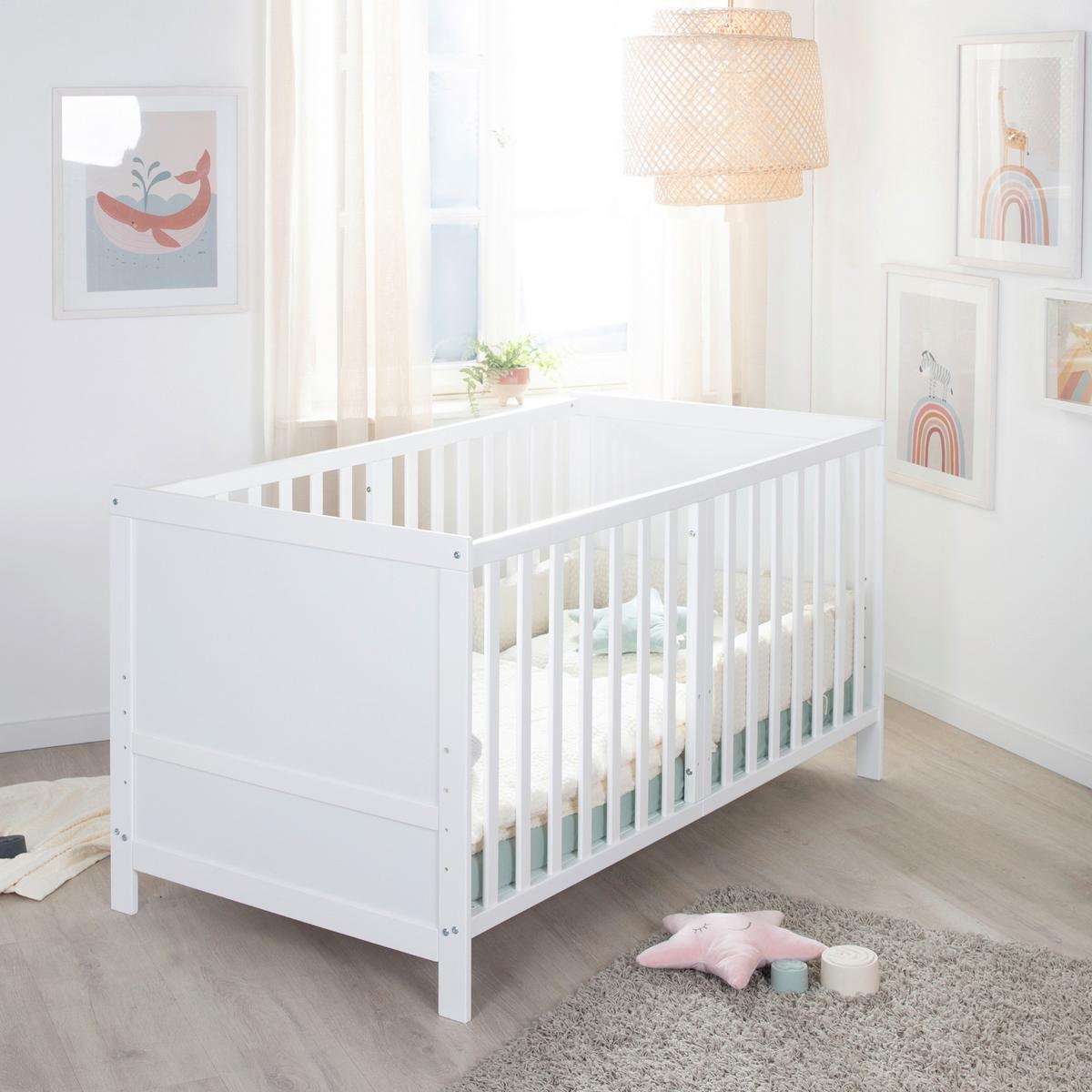 Rácsos Kiságy, Átalakítható Easy Sleep - fehér, Basics, faalapú anyag (78/78/142cm) - Roba