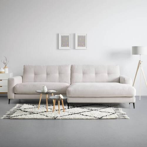 Wohnlandschaft Ubalda Weiß - Schwarz/Weiß, MODERN, Textil/Metall (272/84/190cm) - Premium Living