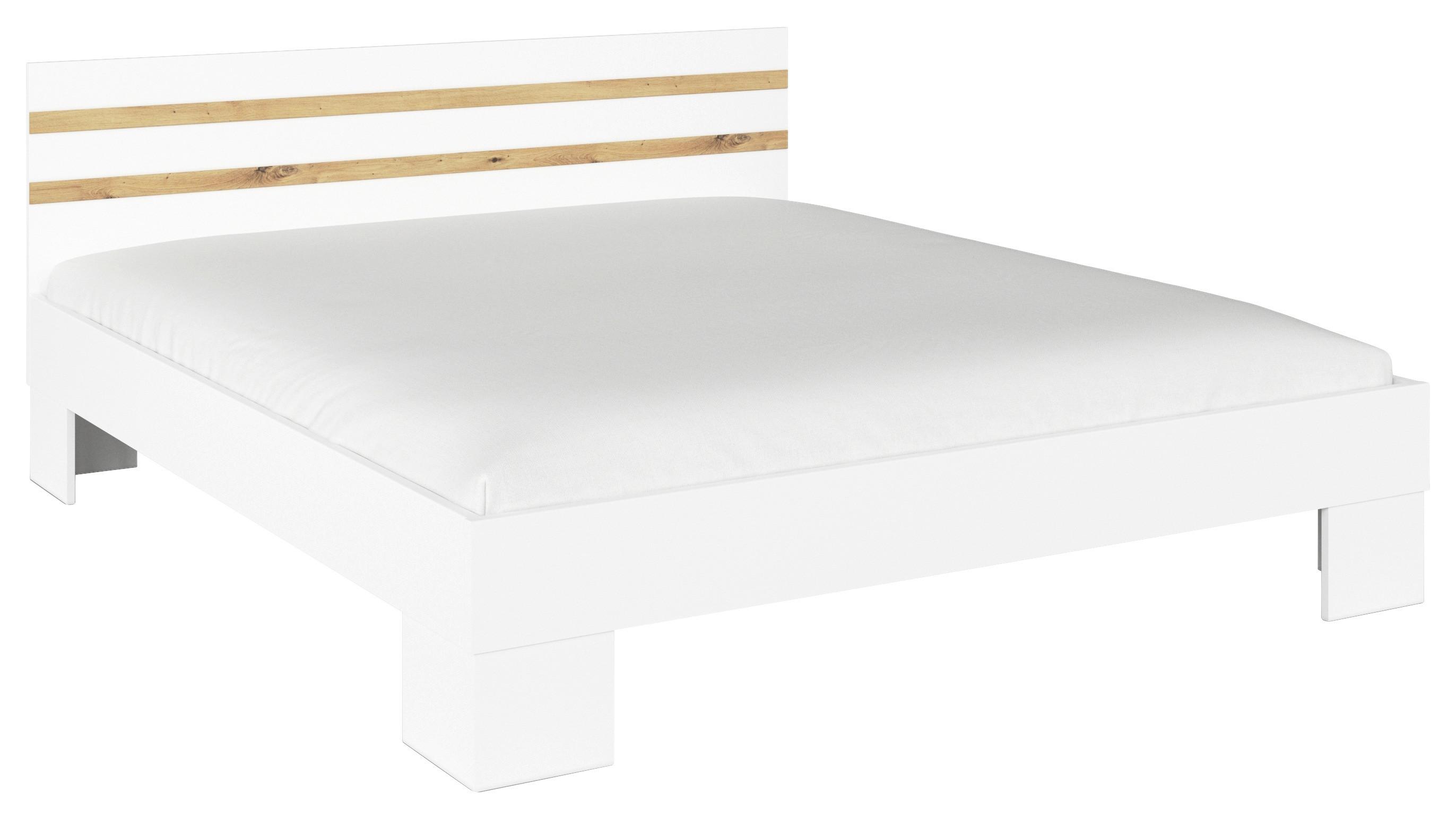 Krevet Foster - bijela/hrast Artisan, Konvencionalno, drvni materijal (180/200cm) - Modern Living