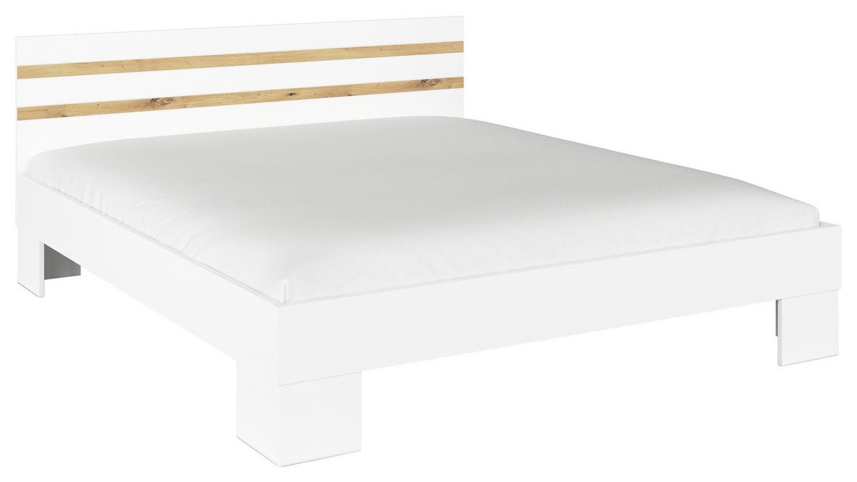 Krevet Foster - bijela/hrast Artisan, Konvencionalno, drvni materijal (180/200cm) - Modern Living