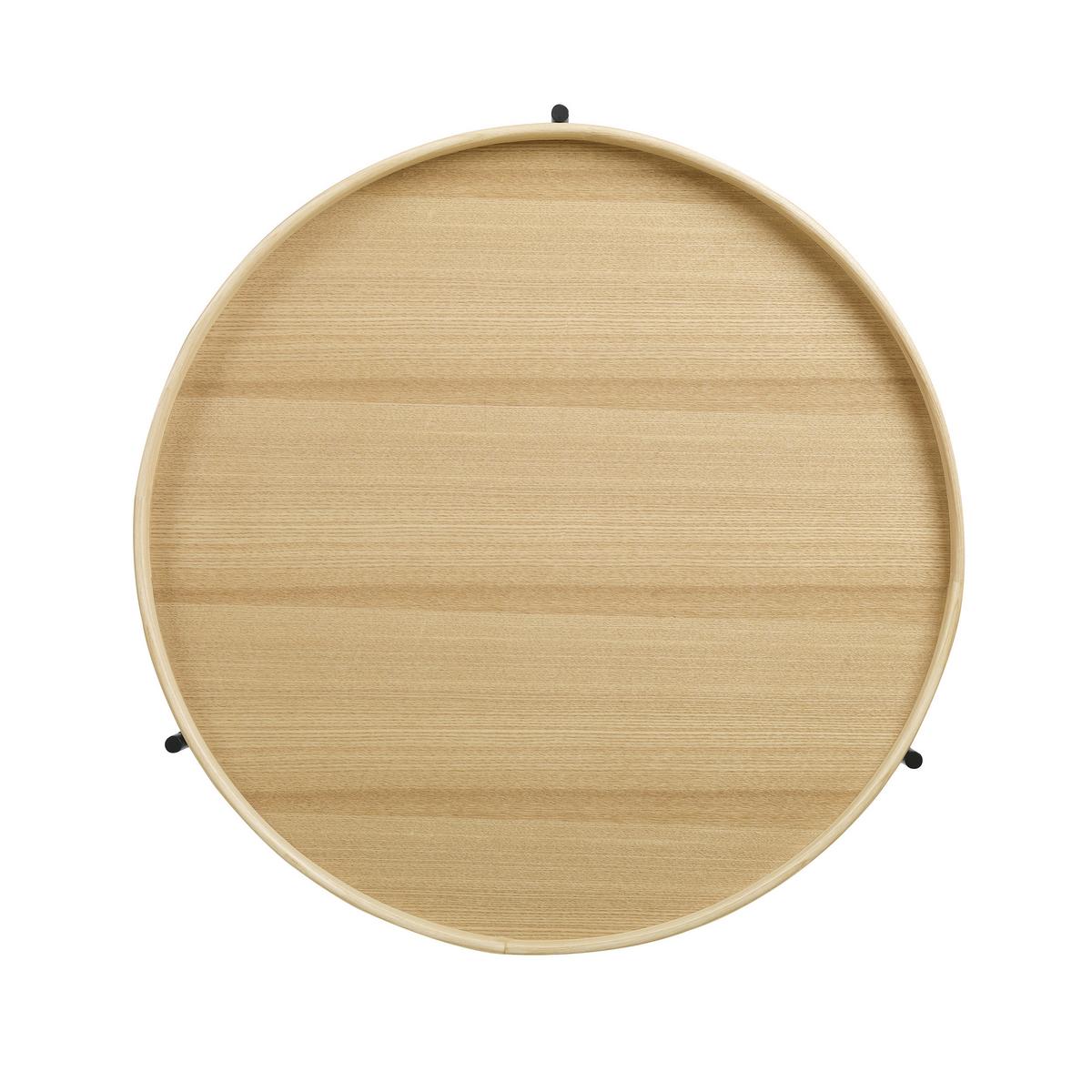 Set Klubskih Mizic Rund, Barva Hrasta, 2-Delni - črna/barve hrasta, Design, kovina/leseni material (44-69/44-69/49-39cm) - Livetastic