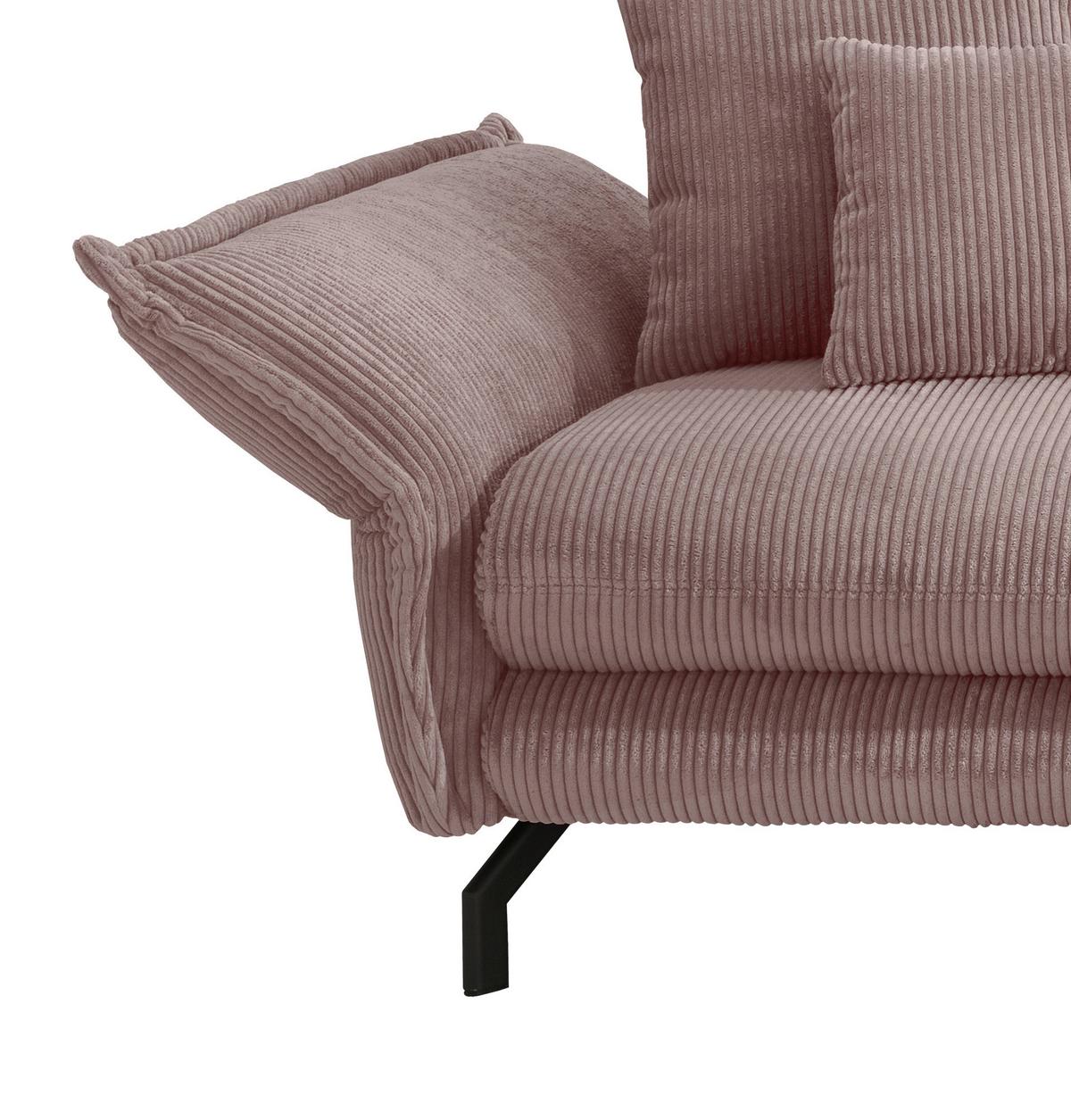 Wohnlandschaft Lava Rosa Cord - Schwarz/Rosa, MODERN, Textil/Metall (255/180cm) - Livetastic