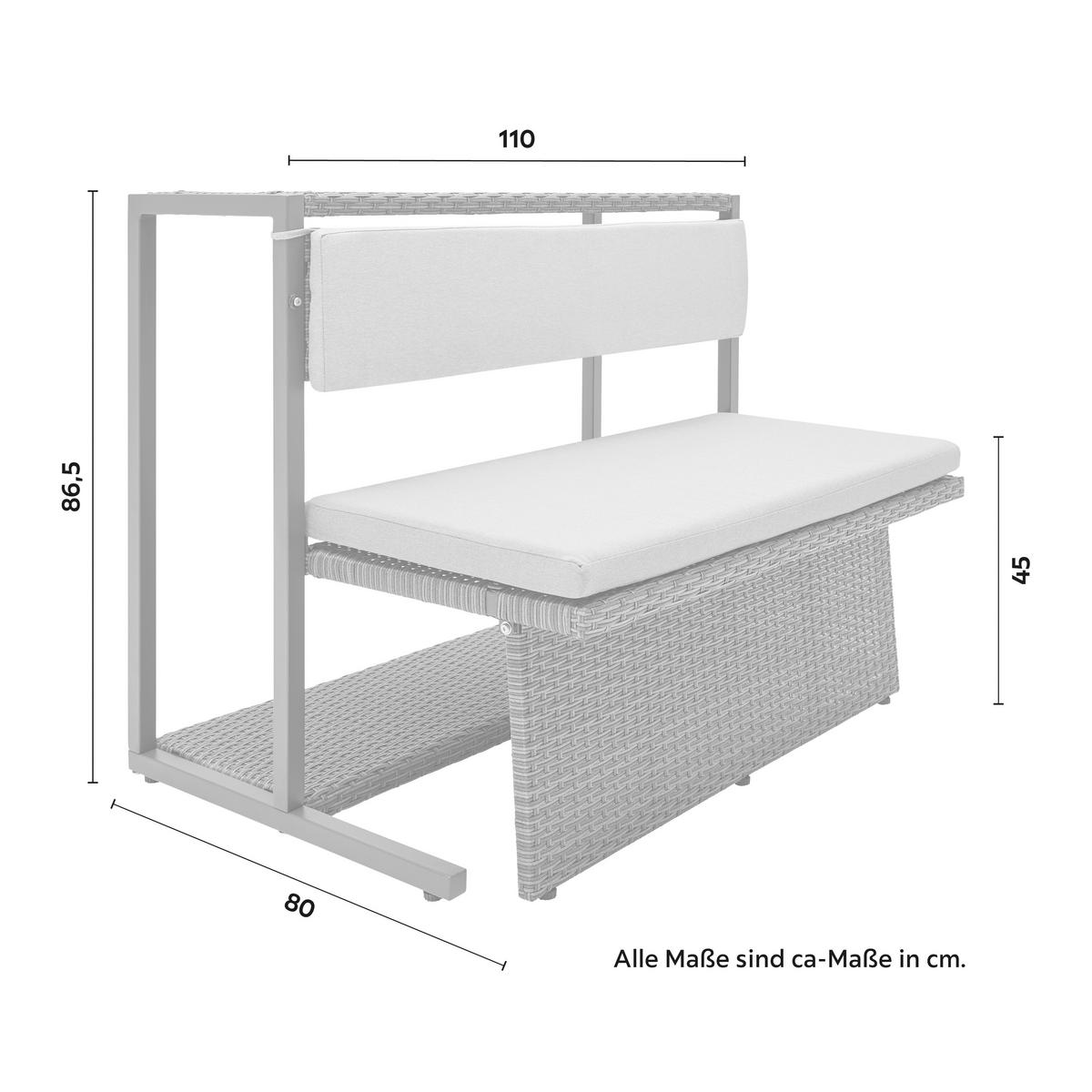 Balkonski Set Mario - siva/svijetlo siva, Moderno, tekstil/metal (110/86,5/80cm) - Bessagi Garden