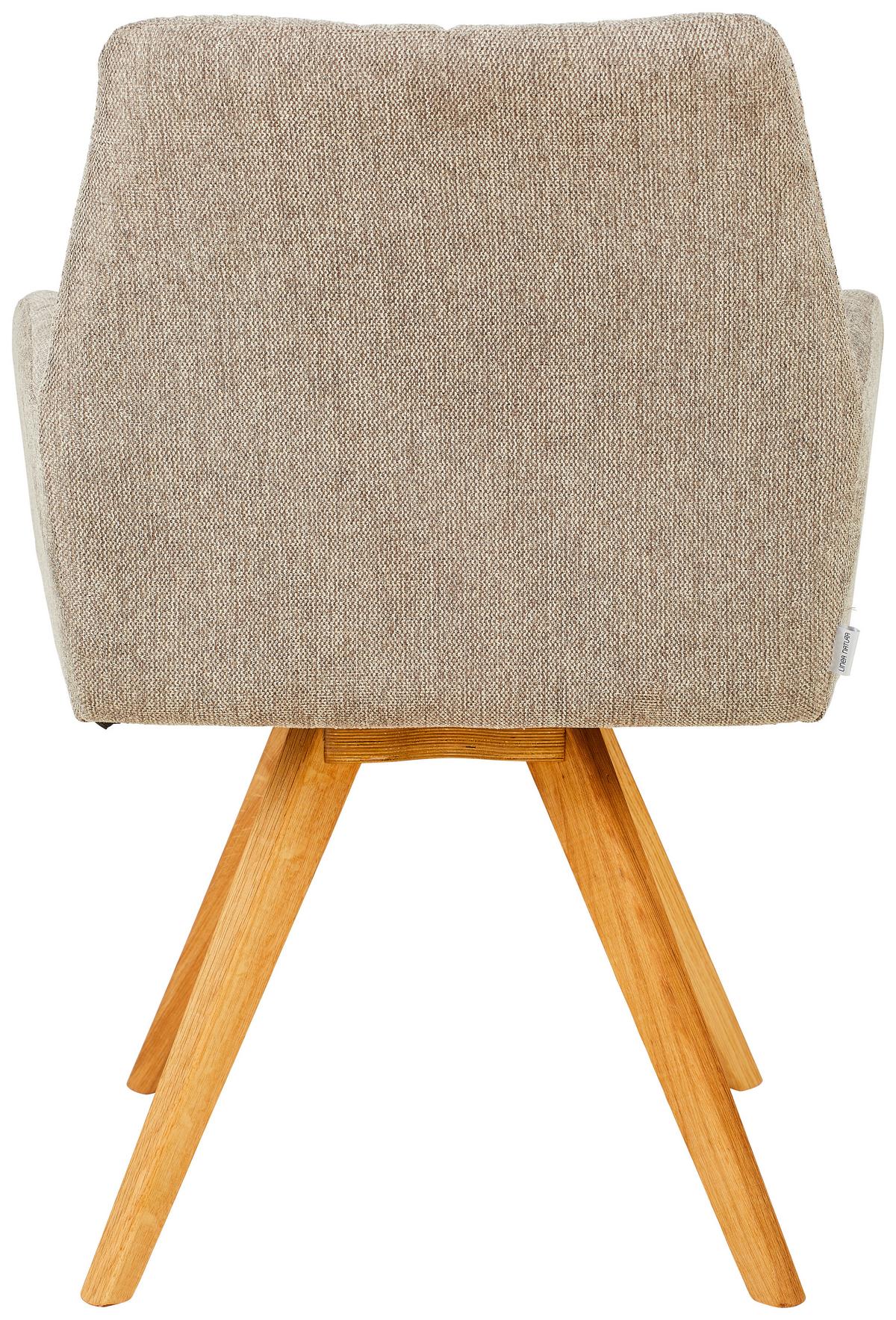KRZESŁO Z PODŁOKIETNIKAMI PISA - kolor dębowy/taupe, Konventionell, drewno/tkanina (62/87,5/68,5cm) - Linea Natura