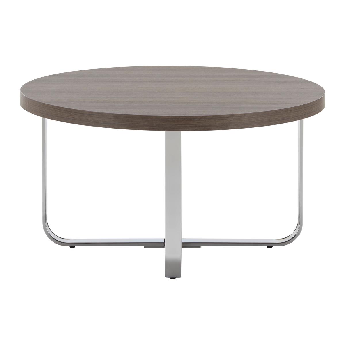 Couchtisch Carl Eichefarben MDF Rund - Chromfarben/Eichefarben, MODERN, Holz/Metall (80/80/42cm) - Bessagi Home