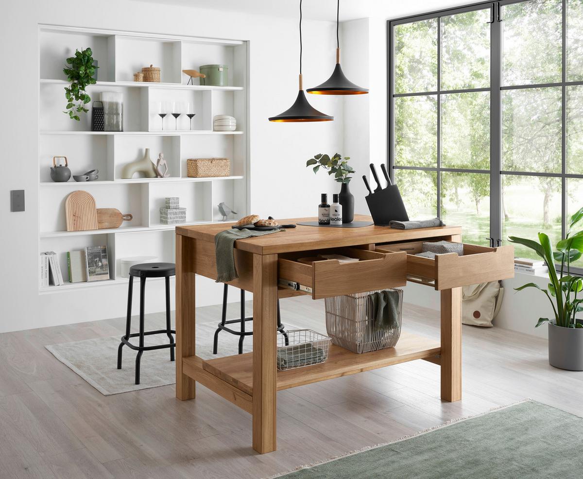 Kücheninsel Ponza I 122 o. Geräte Eiche - Eichefarben, Basics, Holz (120/91/90cm) - P & B