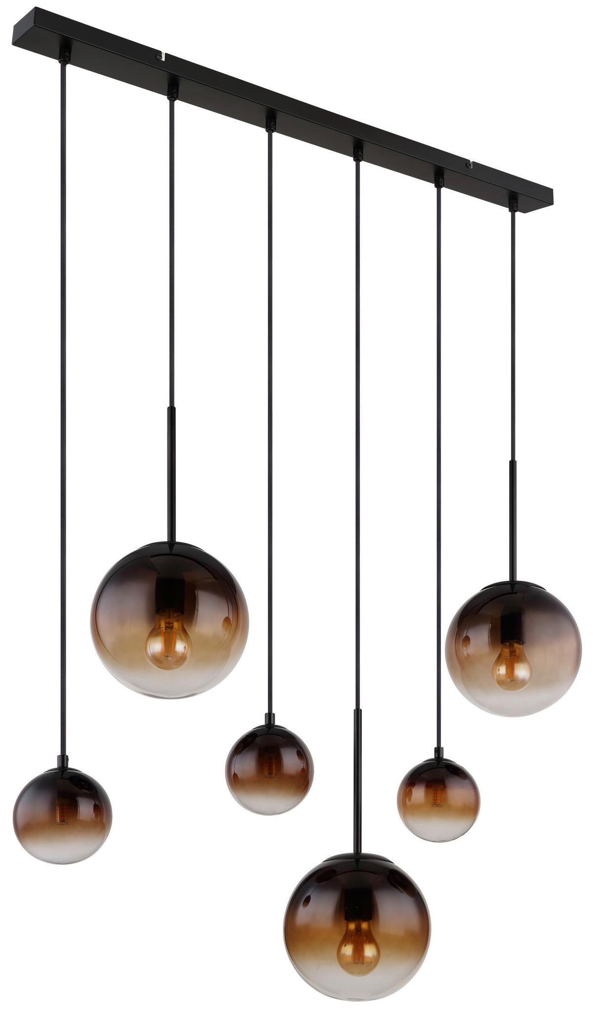 Hängeleuchte Hallie Klar/Schwarz max. 5 Watt - Klar/Schwarz, Design, Glas/Metall (91/20/117cm) - Globo