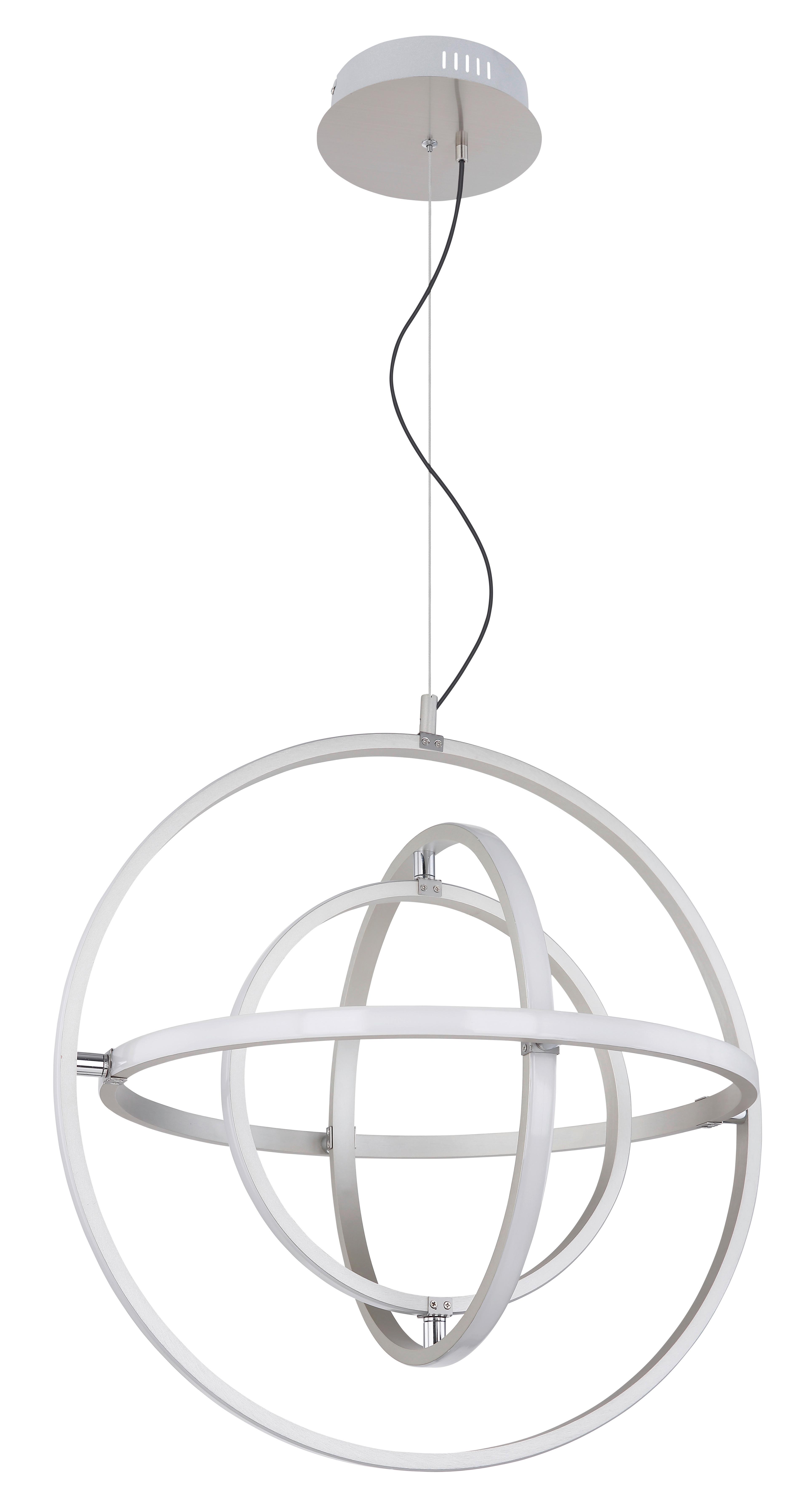 LED-Hängeleuchte Kurus max. 50 Watt - Opal/Nickelfarben, Basics, Kunststoff/Metall (58/150cm) - Globo