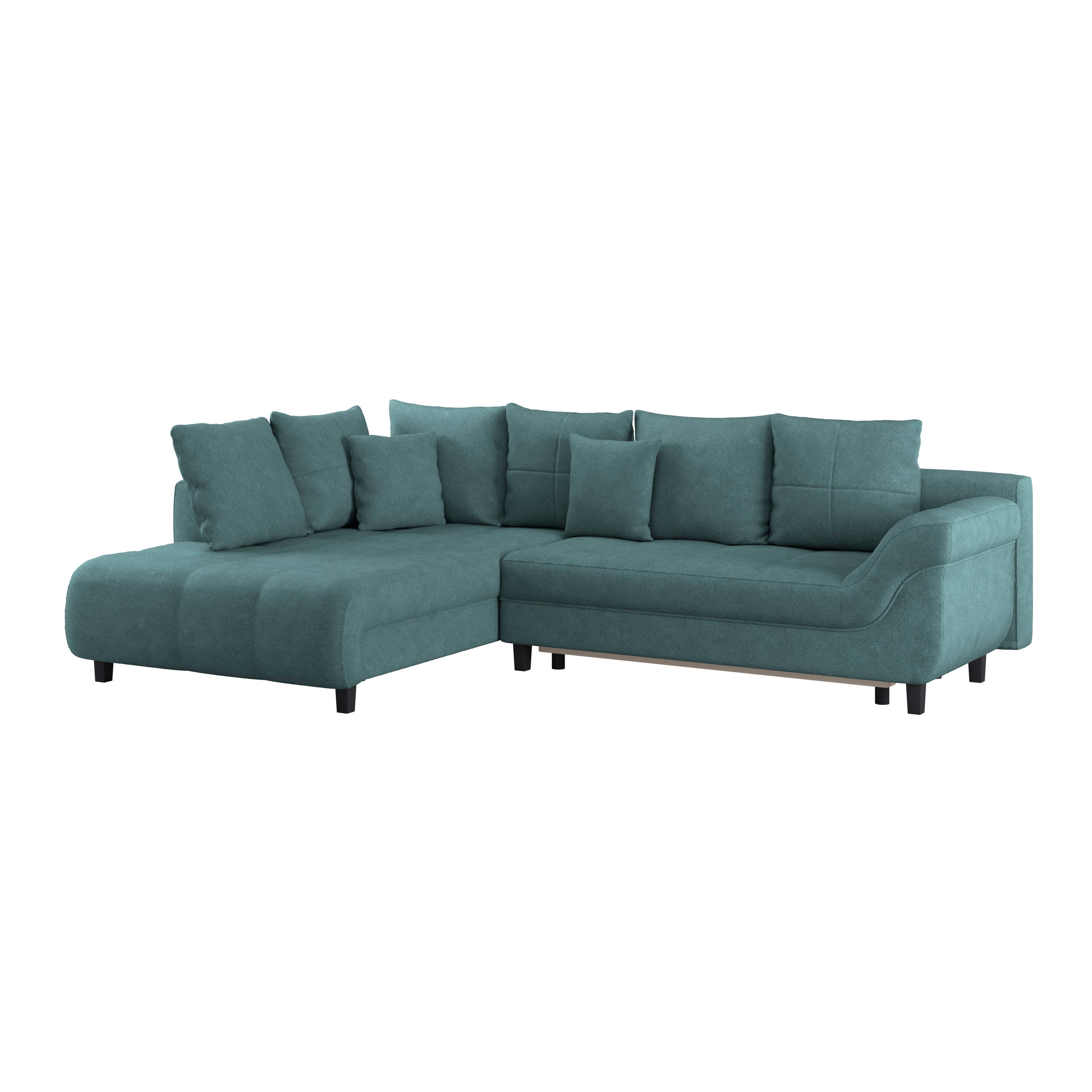 Kutna Garnitura Mendoza - boje petroleja/crna, Design, tekstil/drvo (197/309cm) - Modern Living
