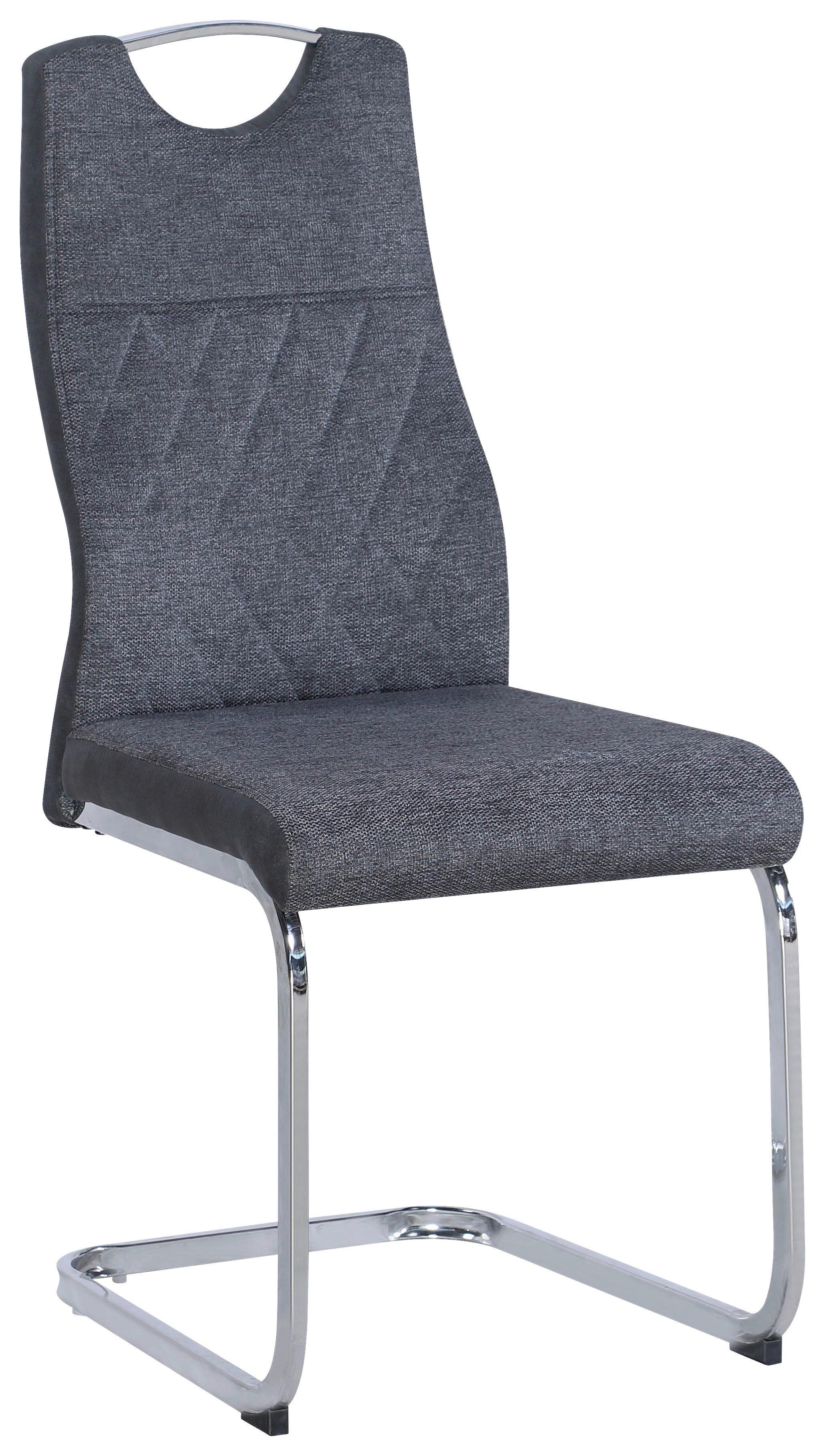 KRZESŁO NA PŁOZIE ADRIAN - antracytowy/kolor chromowy, Design, metal/tkanina (44/101/57cm) - Carryhome