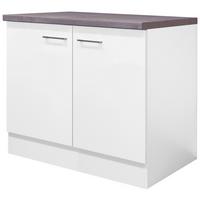 Spülenunterschrank Weiß - Edelstahlfarben/Weiß, MODERN, Holzwerkstoff/Metall (100/86/60cm) - FlexWell