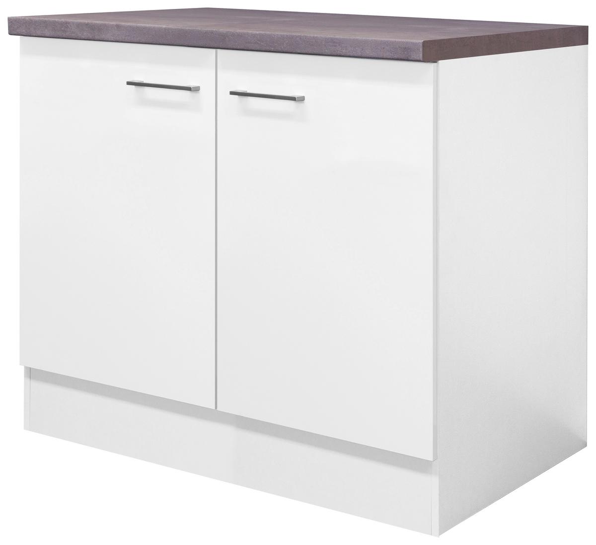 Spülenunterschrank Weiß - Edelstahlfarben/Weiß, MODERN, Holzwerkstoff/Metall (100/86/60cm) - FlexWell