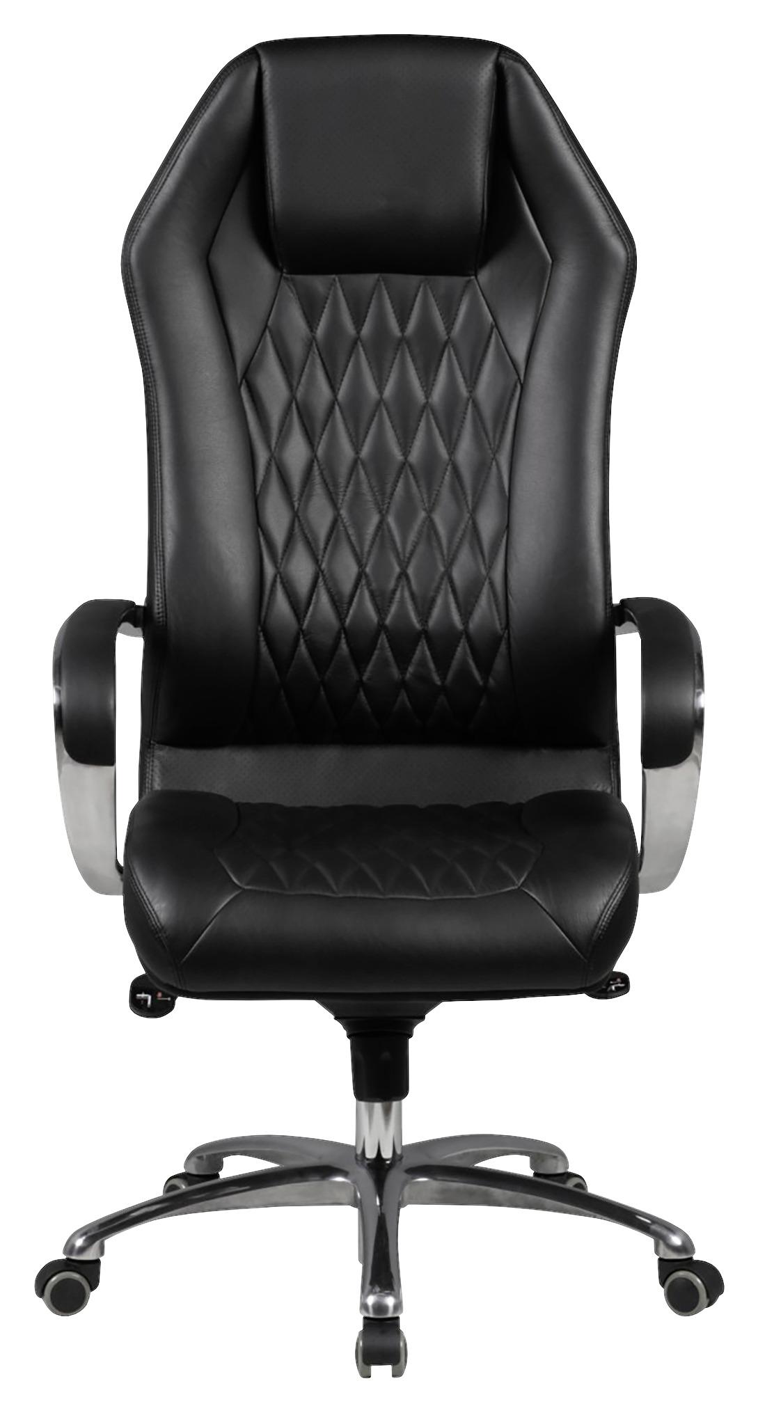 Chefsessel Monterey Schwarz/Lederlook - Schwarz/Alufarben, MODERN, Leder/Kunststoff (67/136/67cm) - MID.YOU