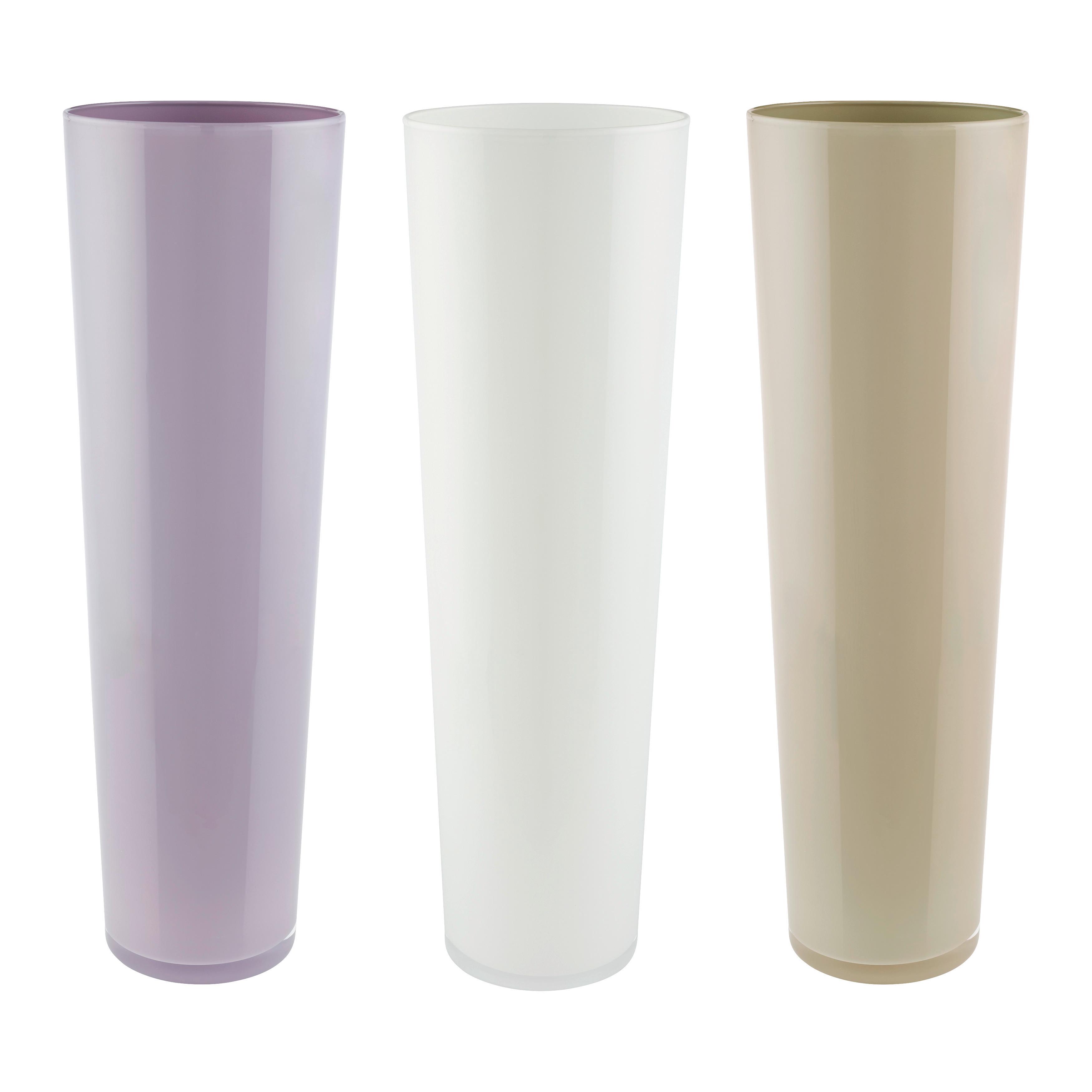 VASE LORETTA - Beige/Flieder, KONVENTIONELL, Glas (17/50cm) - Mömax