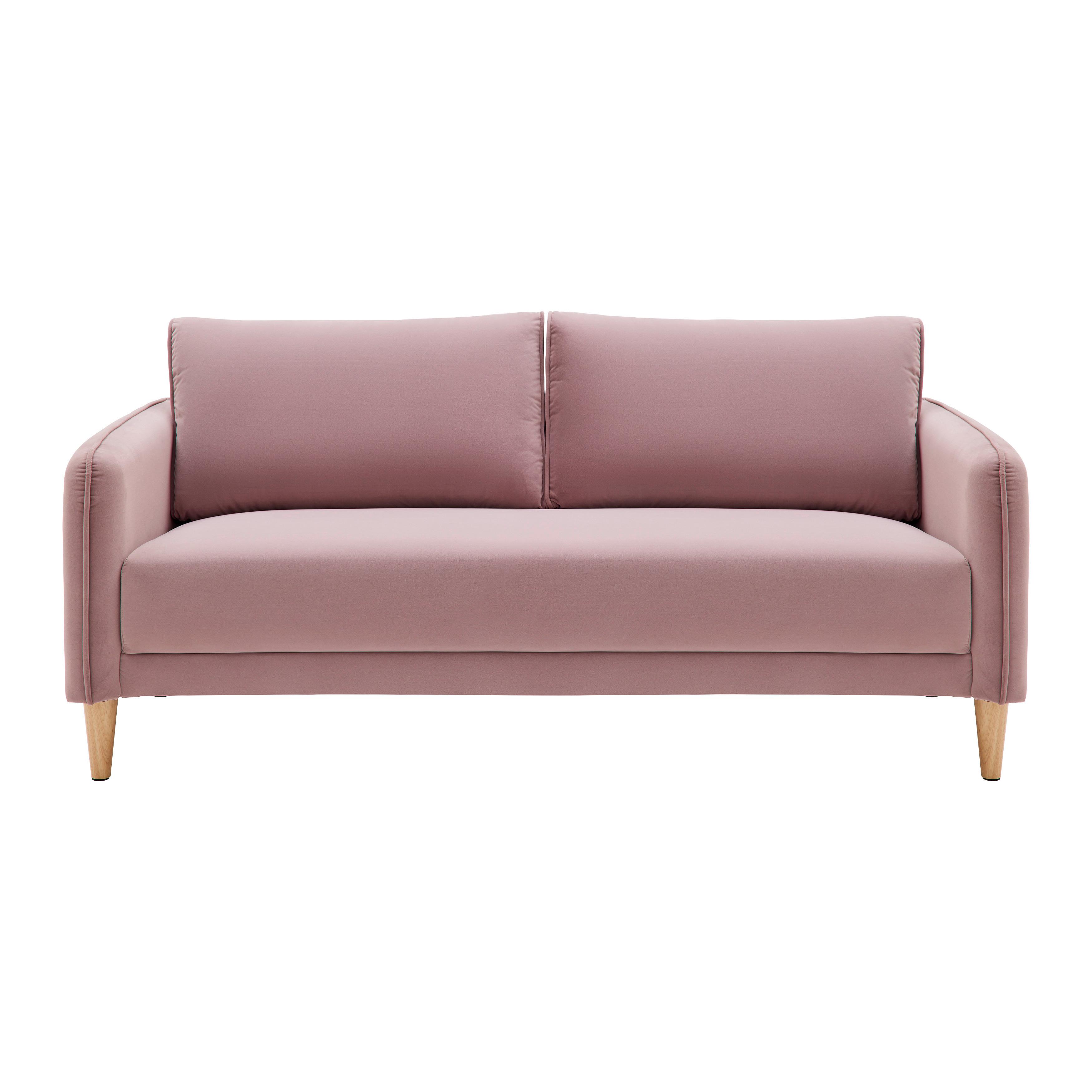 Sofa Livia Rosa Samt - Rosa/Naturfarben, MODERN, Holz/Textil (176/78/76cm) - Bessagi Home