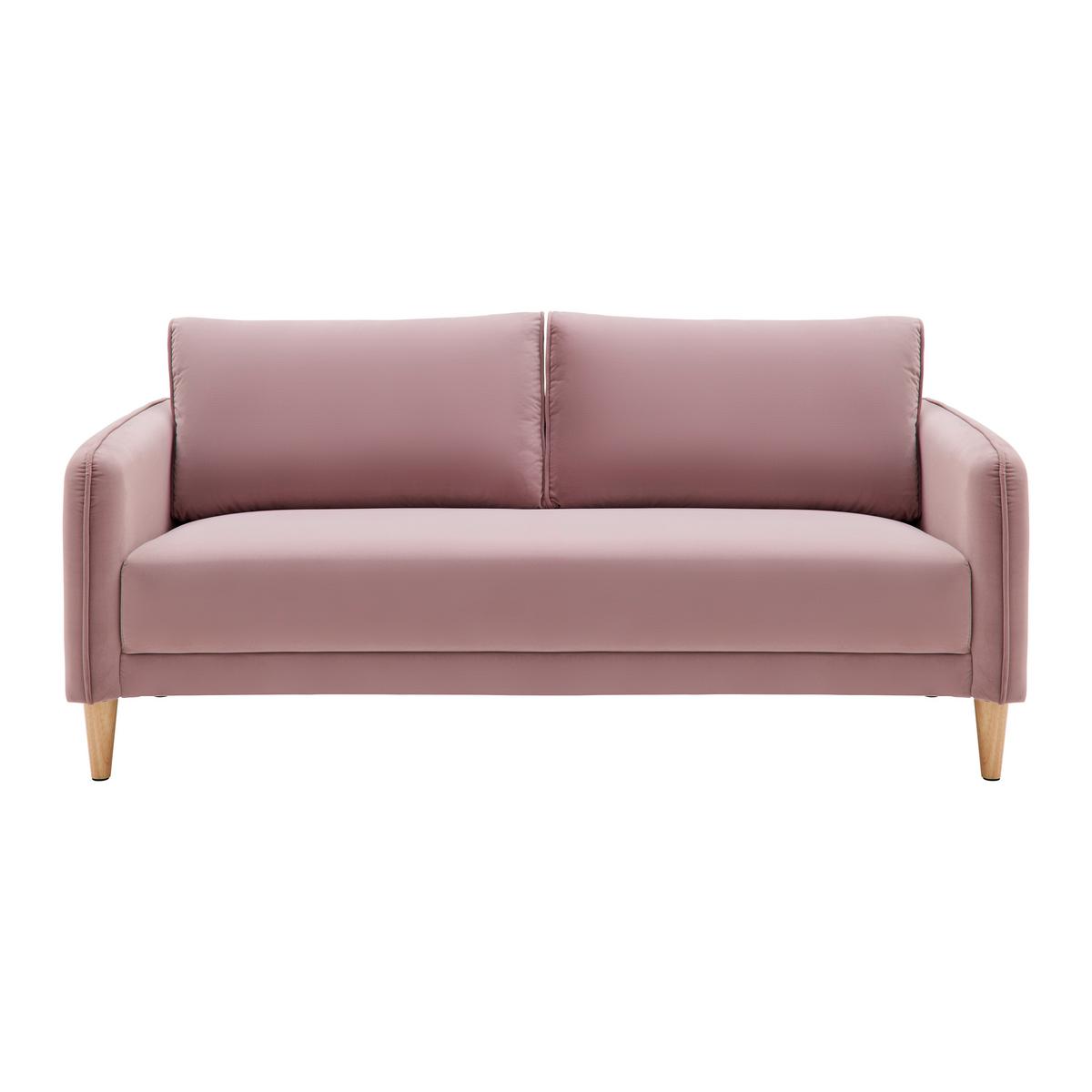 Sofa Livia Rosa Samt - Rosa/Naturfarben, MODERN, Holz/Textil (176/78/76cm) - Bessagi Home