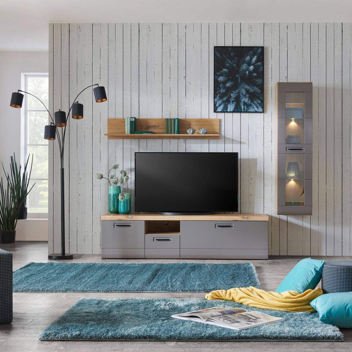 Tv-element Auris, Barva Hrasta, Siva - siva, Moderno, umetna masa/leseni material (190/50/50cm) - Mömax