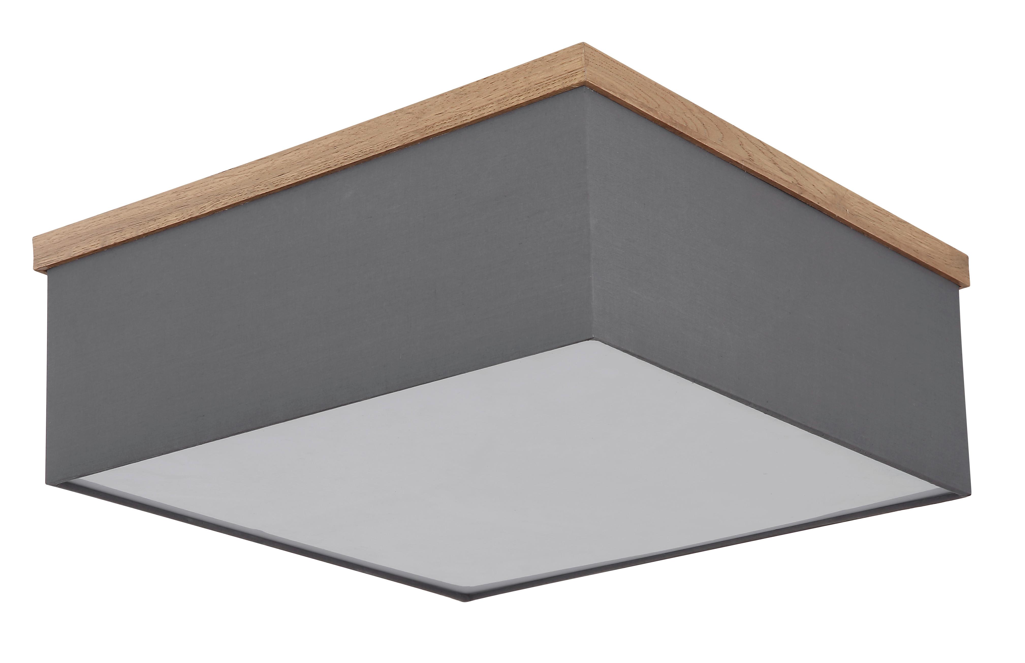 Deckenleuchte Ossi in Anthrazit/Natur/Schwarz max.9W - Anthrazit/Schwarz, KONVENTIONELL, Holzwerkstoff/Textil (40/40/14cm) - Globo