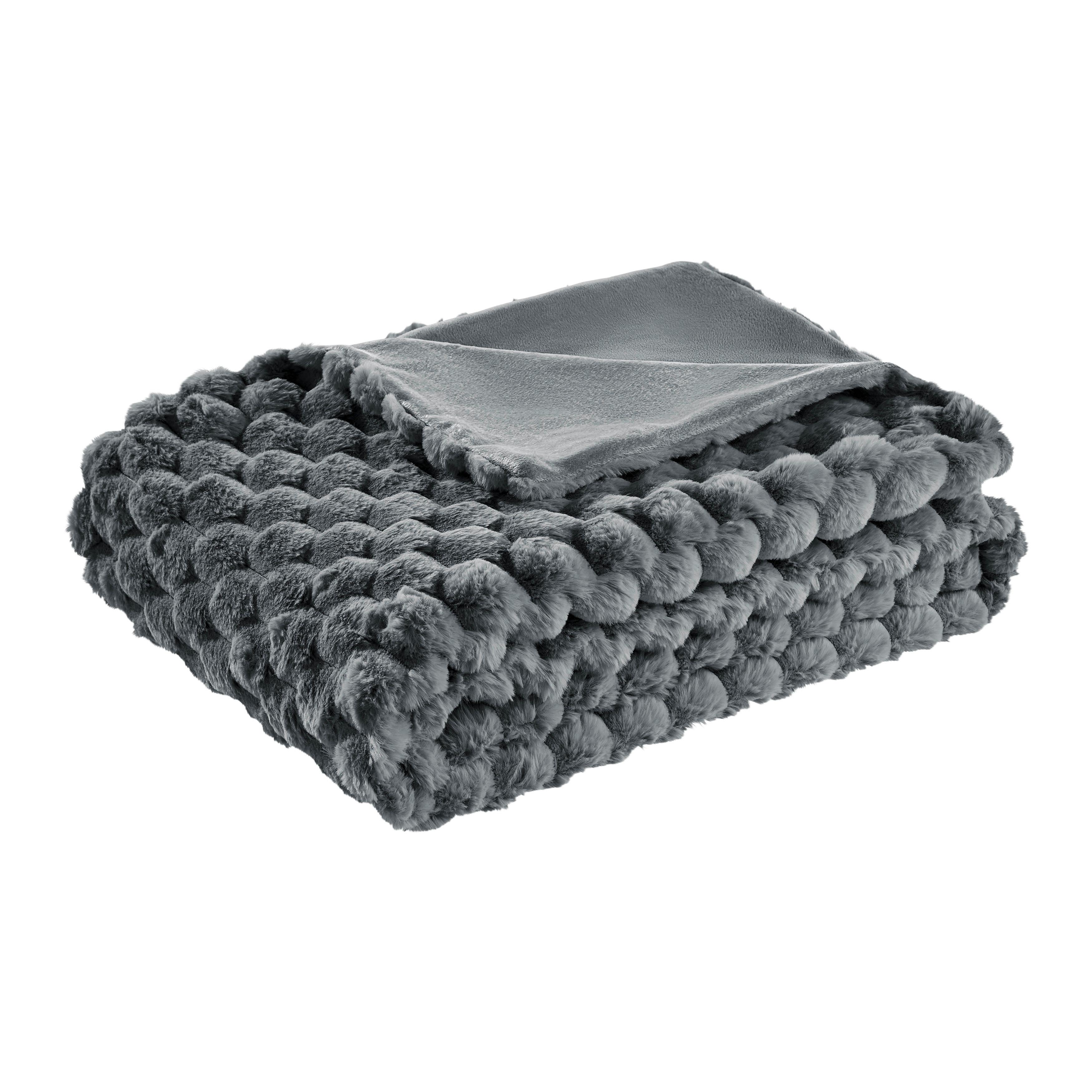 Műszőrme Takaró Lara - szürke, Konventionell, textil (130/180cm) - Modern Living