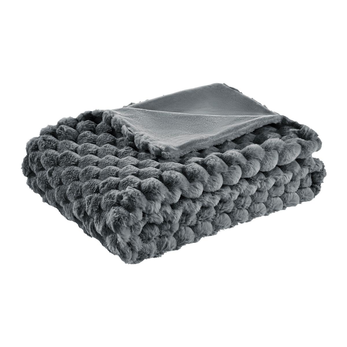 Műszőrme Takaró Lara - szürke, Konventionell, textil (130/180cm) - Modern Living