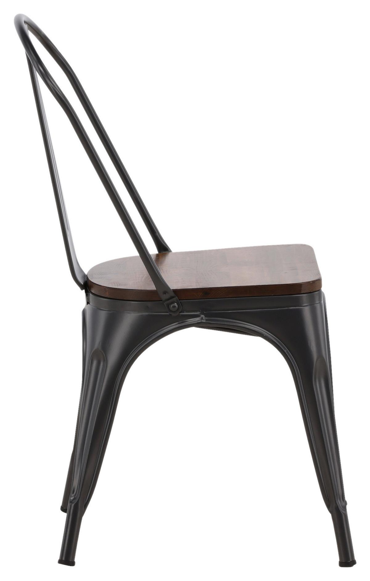 STUHL-SET TEMPE - Dunkelgrau/Dunkelbraun, Design, Holz/Metall (36/85/51cm) - Livetastic
