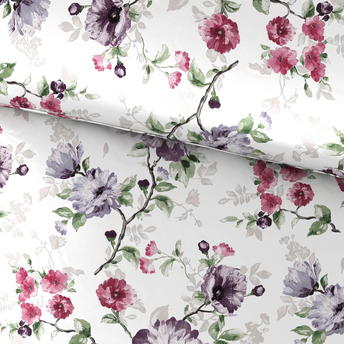 Bettwäsche Bio-Sophia Design Grün/Lila/Weiß ca. 135x200cm - Lila/Weiß, Natur, Textil (135/200cm) - ecoTree