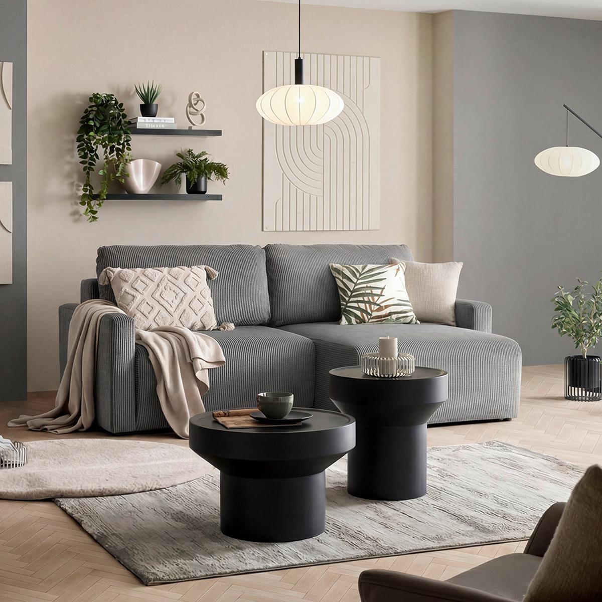 Ecksofa Dave Dunkelgrau - Dunkelgrau, MODERN, Textil (227/146cm) - Based