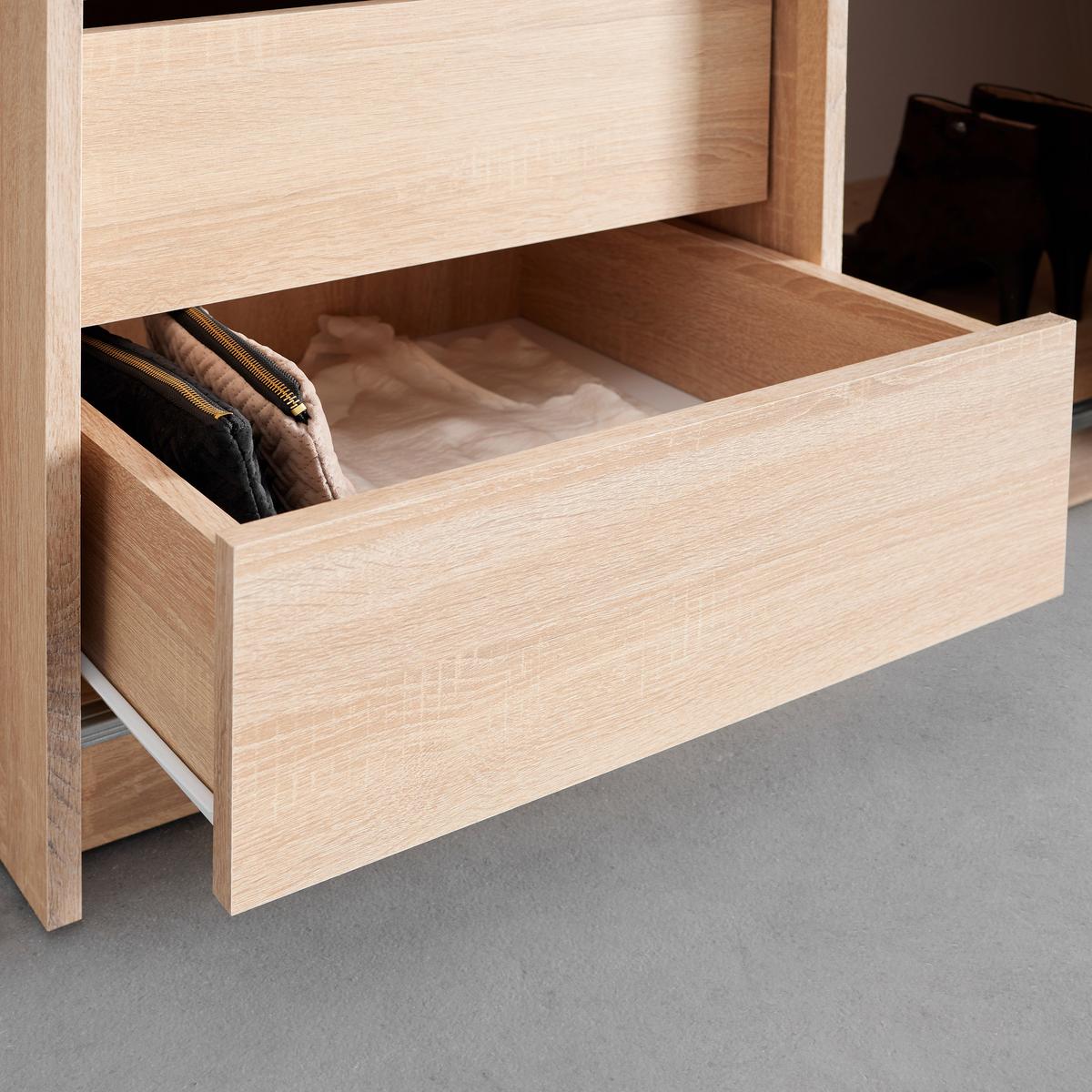 SZAFA PRZESUWNA/PODWIESZ.DRZWI SANDRA - kolor dębowy/czarny, Modern, drewno (154/215/60cm) - Bessagi Home