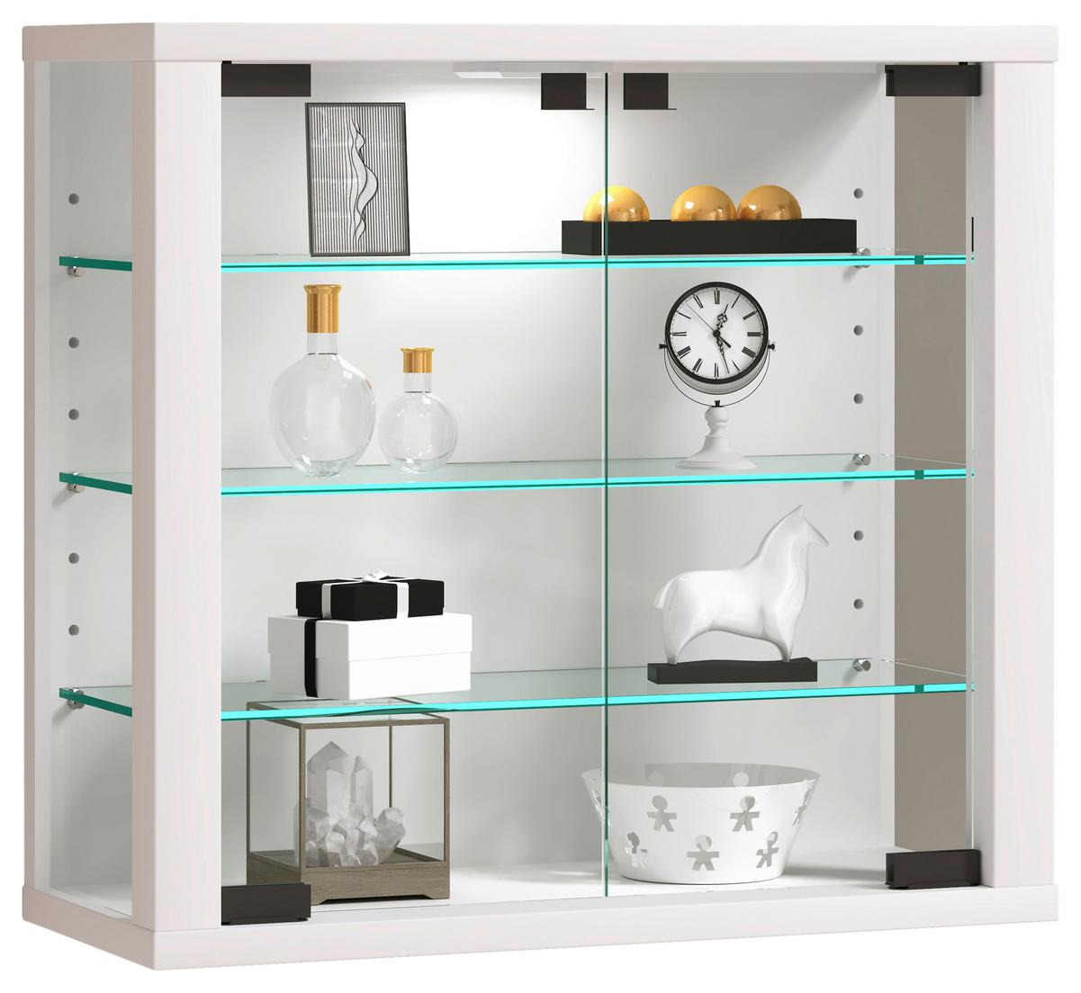 Viseča Vitrina Vitrosa S, Bela - bela, Design, steklo/leseni material (43/40/18cm) - MID.YOU