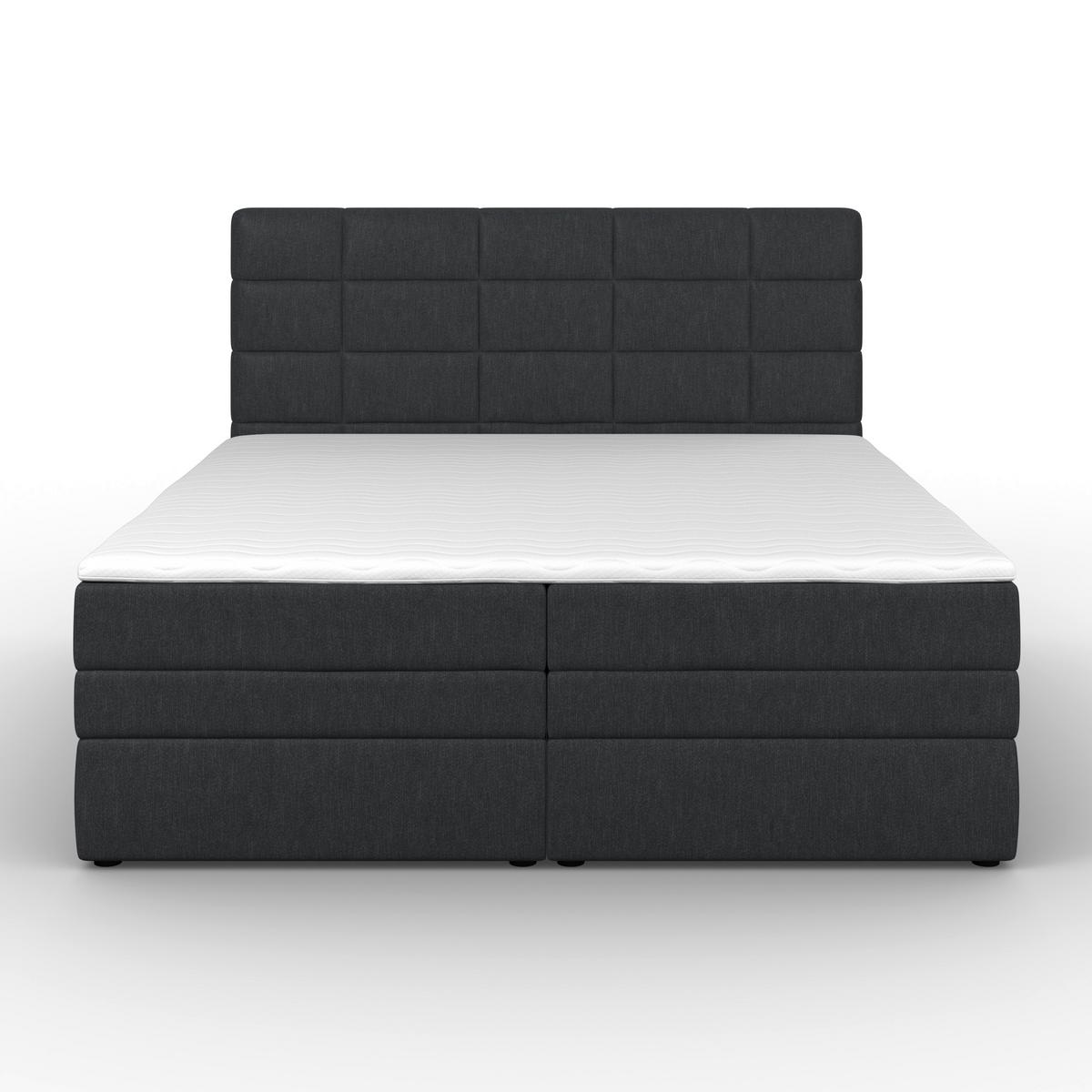 Boxspringbett Aria ca. 180x200 cm Dunkelgrau mit Topper - Dunkelgrau/Schwarz, MODERN, Holz/Kunststoff (180/200cm) - Bessagi Home