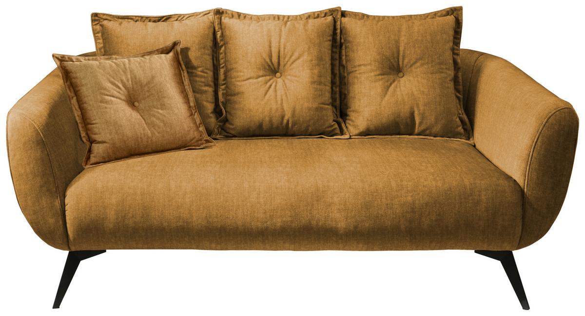 2,5-Sitzer-Sofa Baggio Gelb Velours - Gelb/Schwarz, MODERN, Holz/Textil (196/94/103cm) - Livetastic