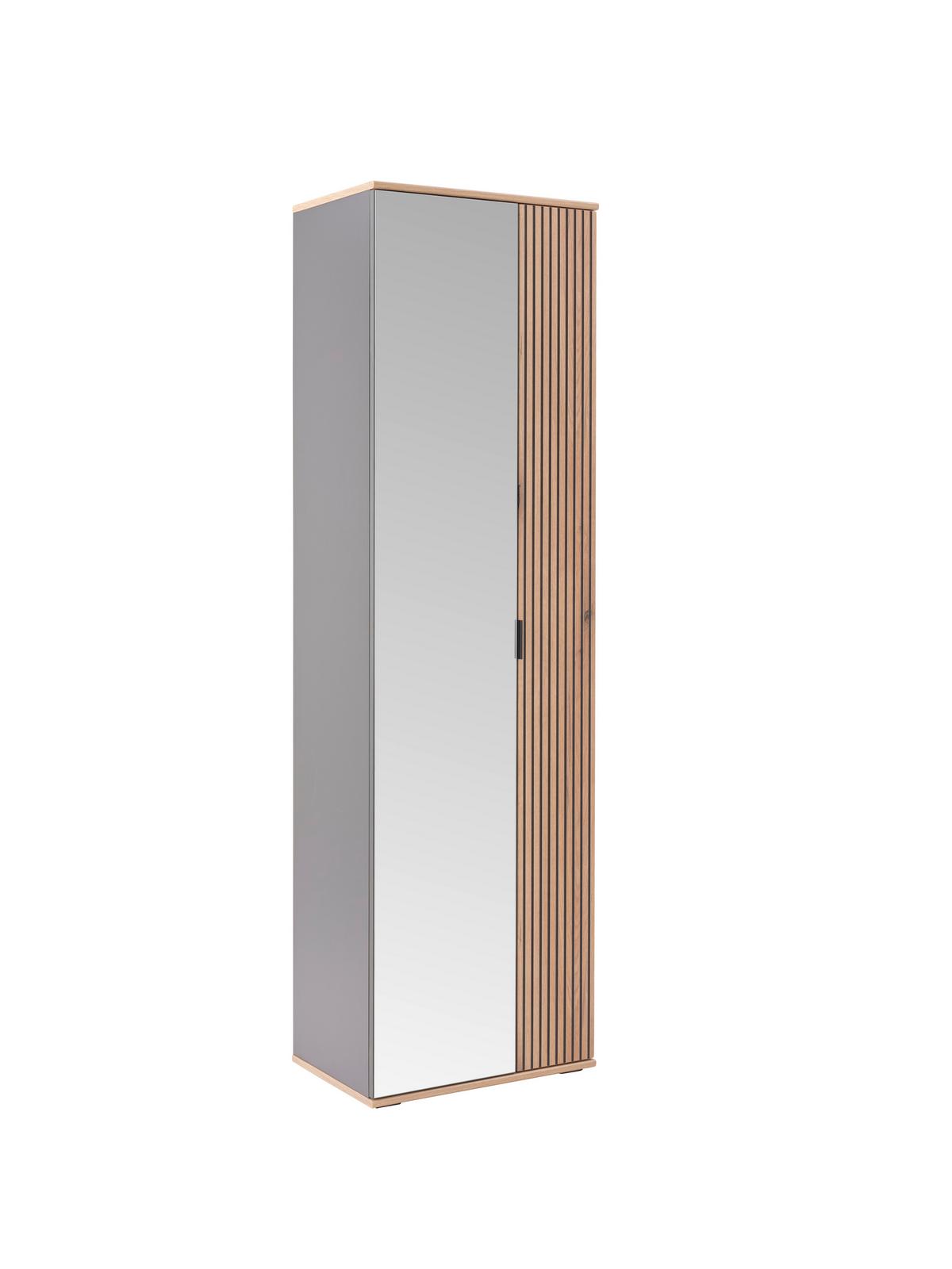 Dulap pentru hol CLEVER - culoare lemn stejar/antracit, Modern, sticlă/material pe bază de lemn (55,5/193/38cm) - Modern Living