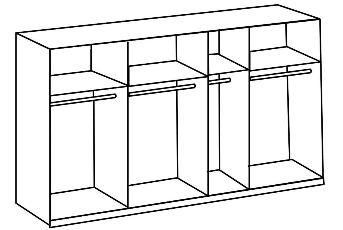 Ormar S Kliznim Vratima Level 36 D - boje hrasta/bijela visoki sjaj, Moderno, drvni materijal/metal (350/216/65cm) - Modern Living