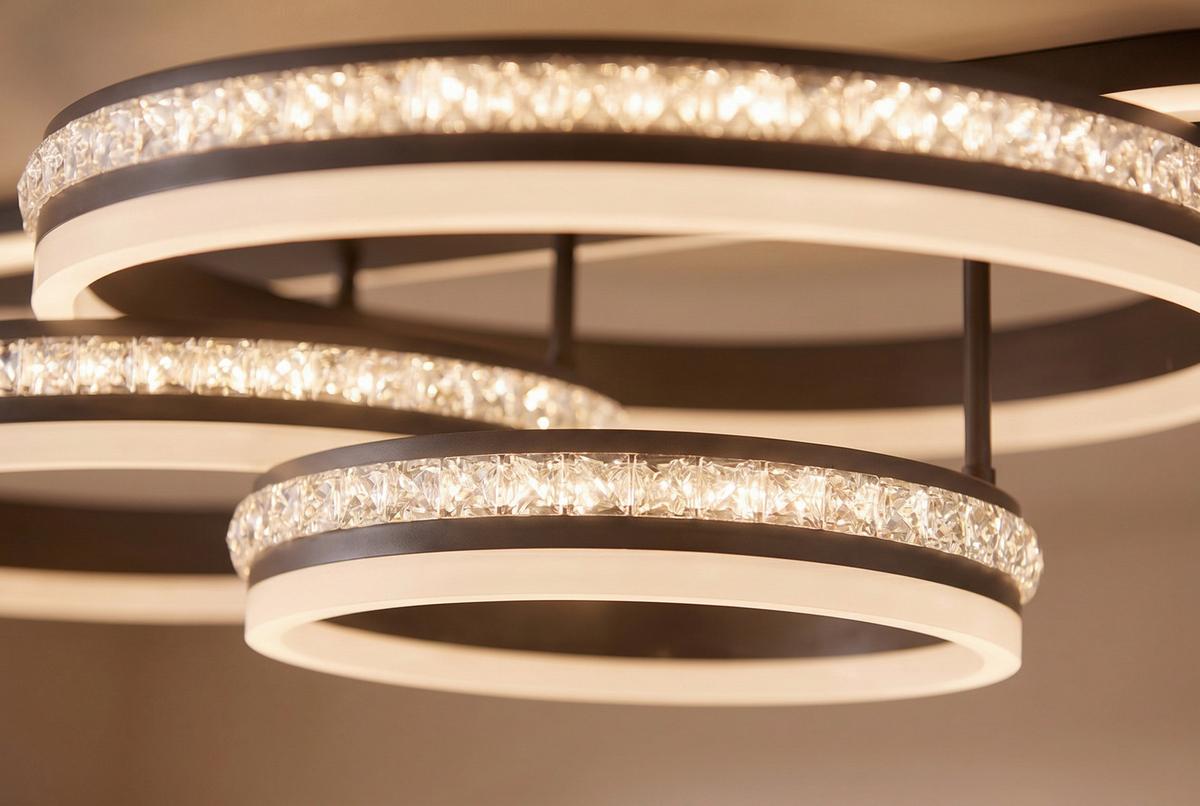 Stropna Led-svetilka Grouni, S Sijalko - barve titana/opal, Design, kovina/umetna masa (80/50/21,5cm)