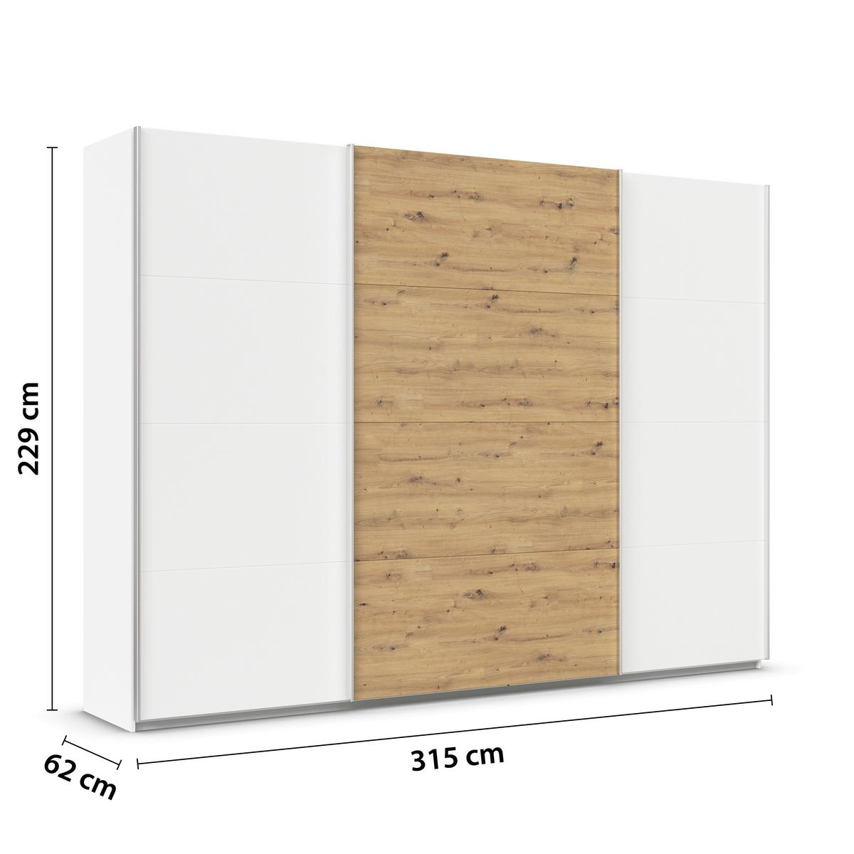 DULAP USI CULISANTE FELDKIRCH - alb/stejar Artisan, Modern, material pe bază de lemn (315/229/62cm)