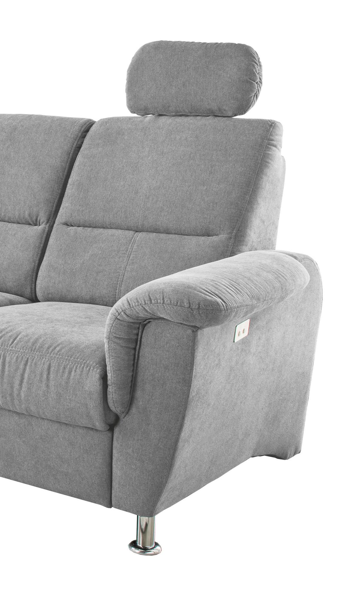 Wohnlandschaft Parole Grau Mikrofaser - Chromfarben/Grau, KONVENTIONELL, Textil/Metall (165/292cm) - Livetastic