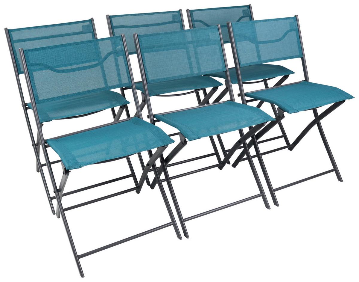 GARTENKLAPPSTUHL-SET SUMILA - Türkis/Schwarz, Modern, Textil/Metall (45/79/46cm) - Ambia Garden